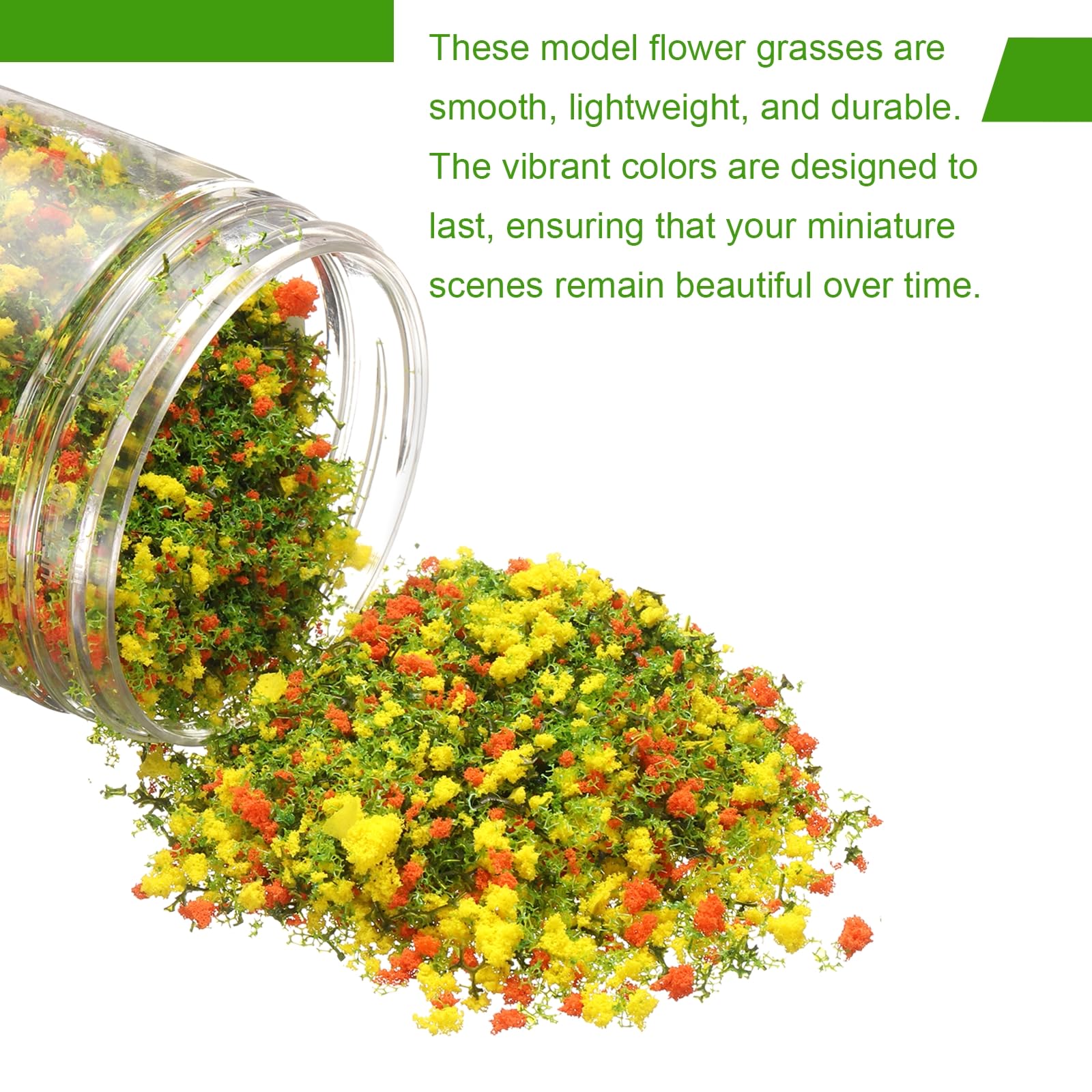 CoCud Model Flower Grass, 185ml Capacity, Fake Miniature Flower Grass Tree Plastic Sponge Orange/Yellow - Image 3
