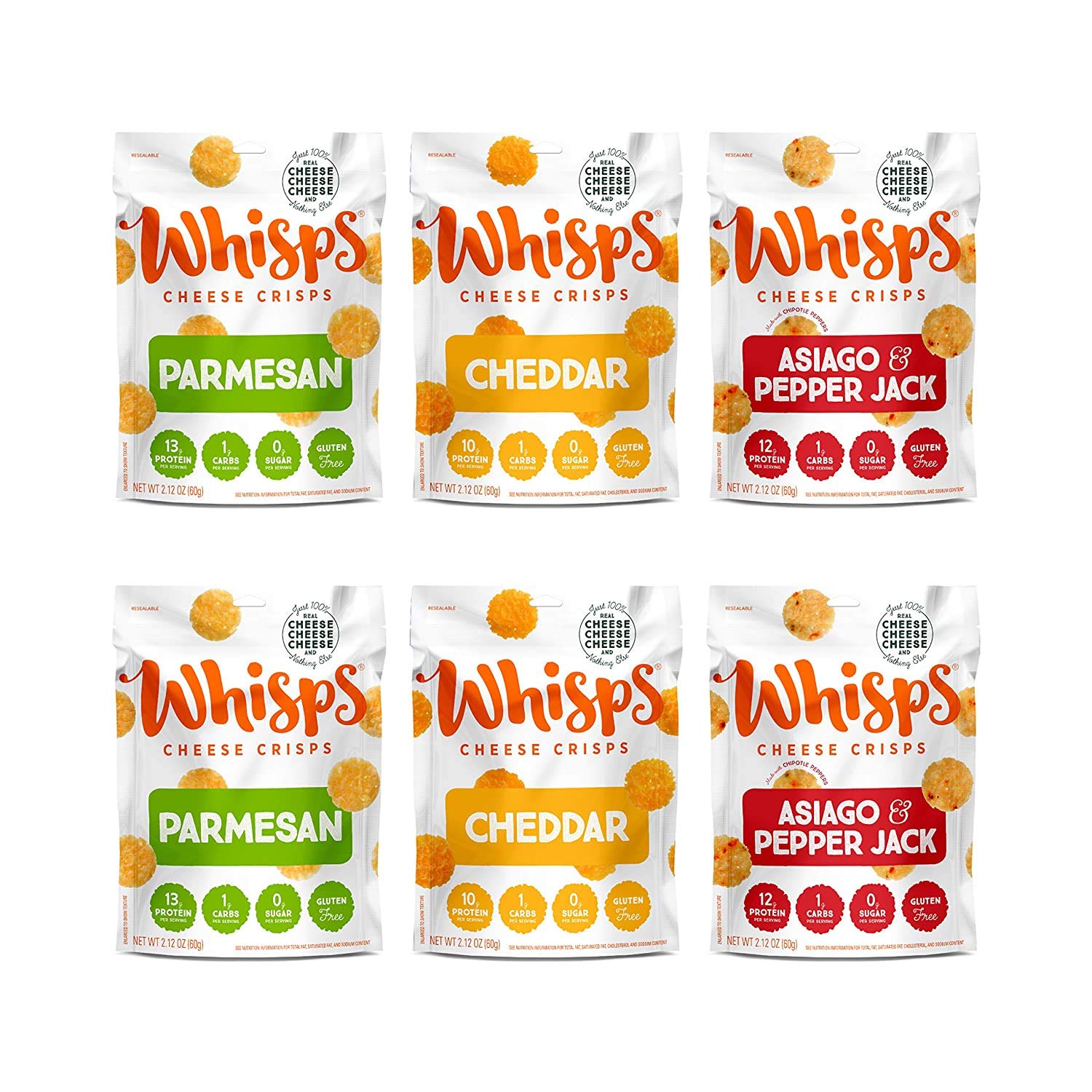 Buy Whisps Cheese Crisps Parmesan, Cheddar Cheese, Asiago & Pepper Jack