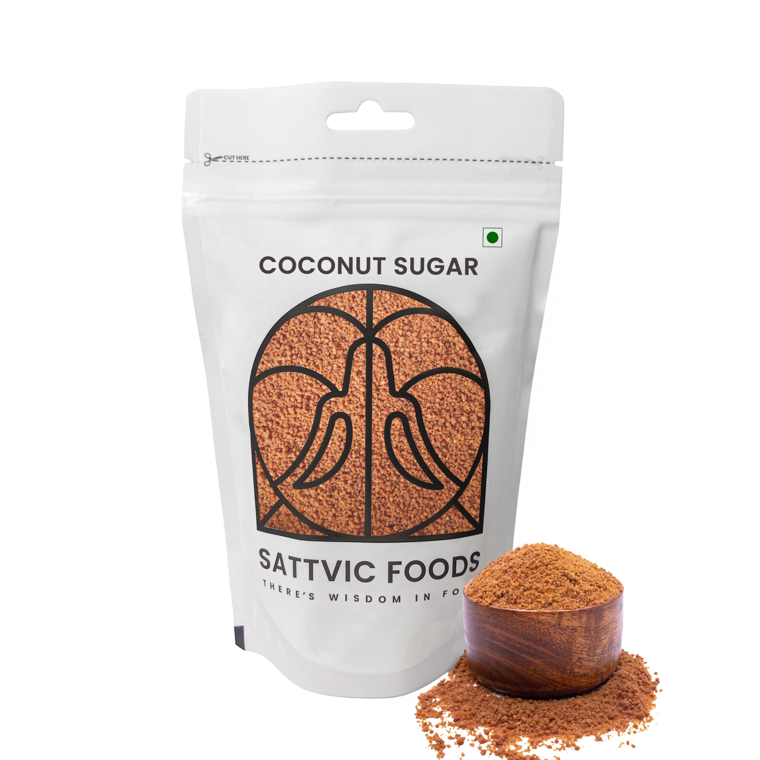 Sattvic Foods Coconut Sugar (250 g) | Pure, Unrefined, Nutrient-rich, Natural Sweetener with Low Glycemic Index | Use as a substitute for Sugar, in Desserts, Beverages, Sauces