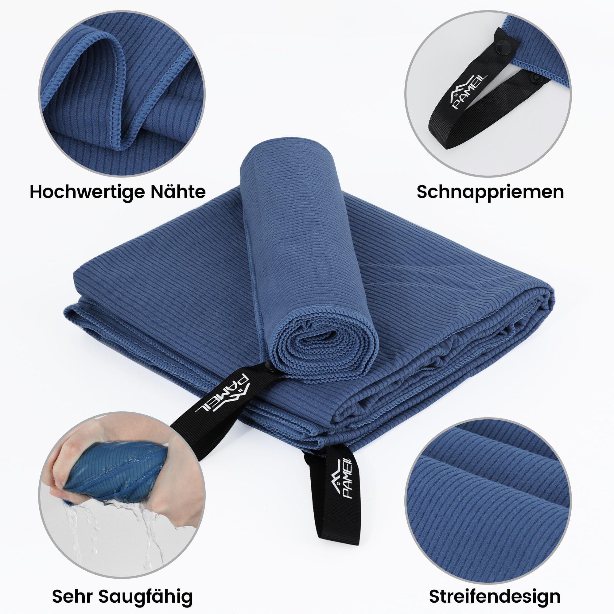 Serviette Microfibre Sport - Lot 2 Tailles (160x80cm + 80x40cm) - Séchage Rapide, Léger, Sac Inclus