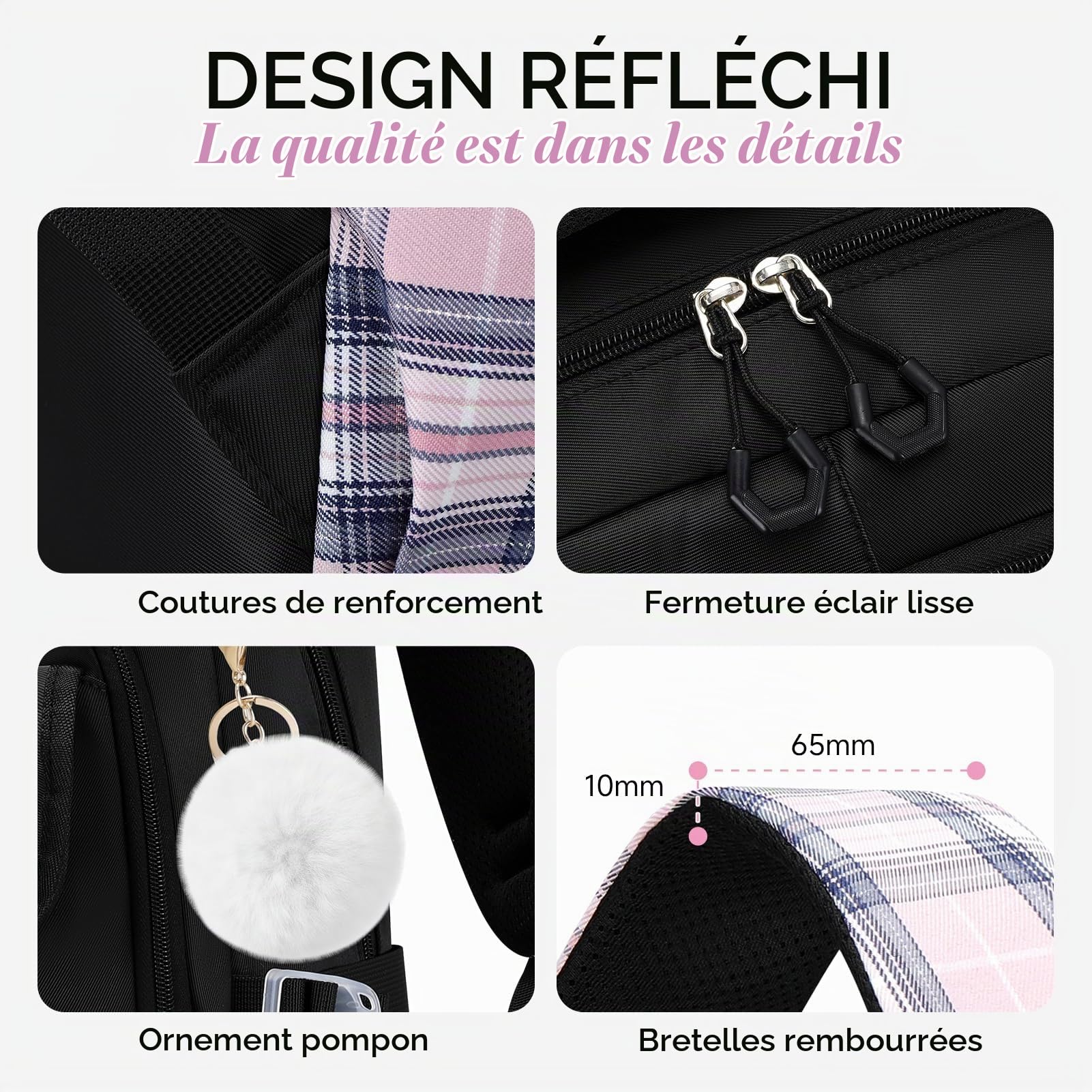 Tanou Ensemble Sac à Dos pour Filles, Cartable Fille Primaire à Nœud