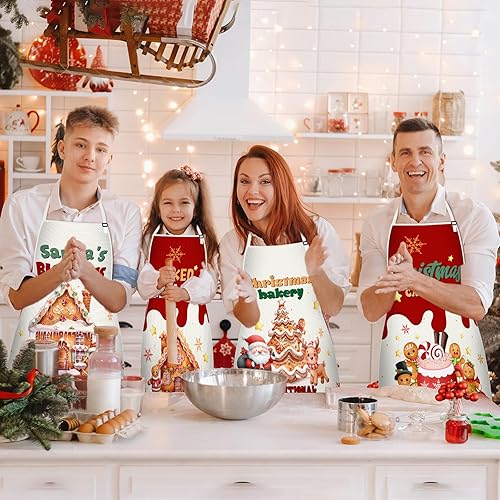 Miniatura 4 de JenPen 9 delantales de Navidad a granel de cocina de vacaciones con correa ajustable para el cuello para adultos Navidad fiesta de invierno