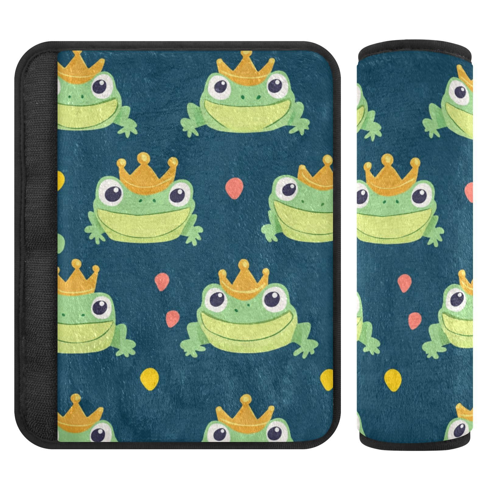 Seat Belt Covers 2 Pack Frog Wearing Crown Car Seat Strap Covers Super Soft Car Seat Neck Cover for Boys Girls Adults Babies S
