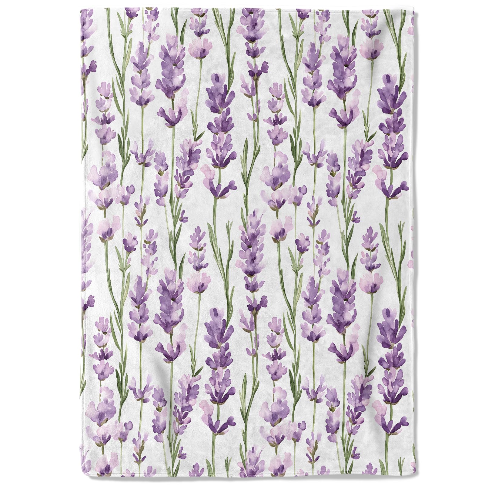 coedoaes Watercolor Lavender Fleece Blanket - 50x60in Purple Flower Botanical Throw Blankets,Soft Cozy Lightweight, Ideal for Living Room Home Decor