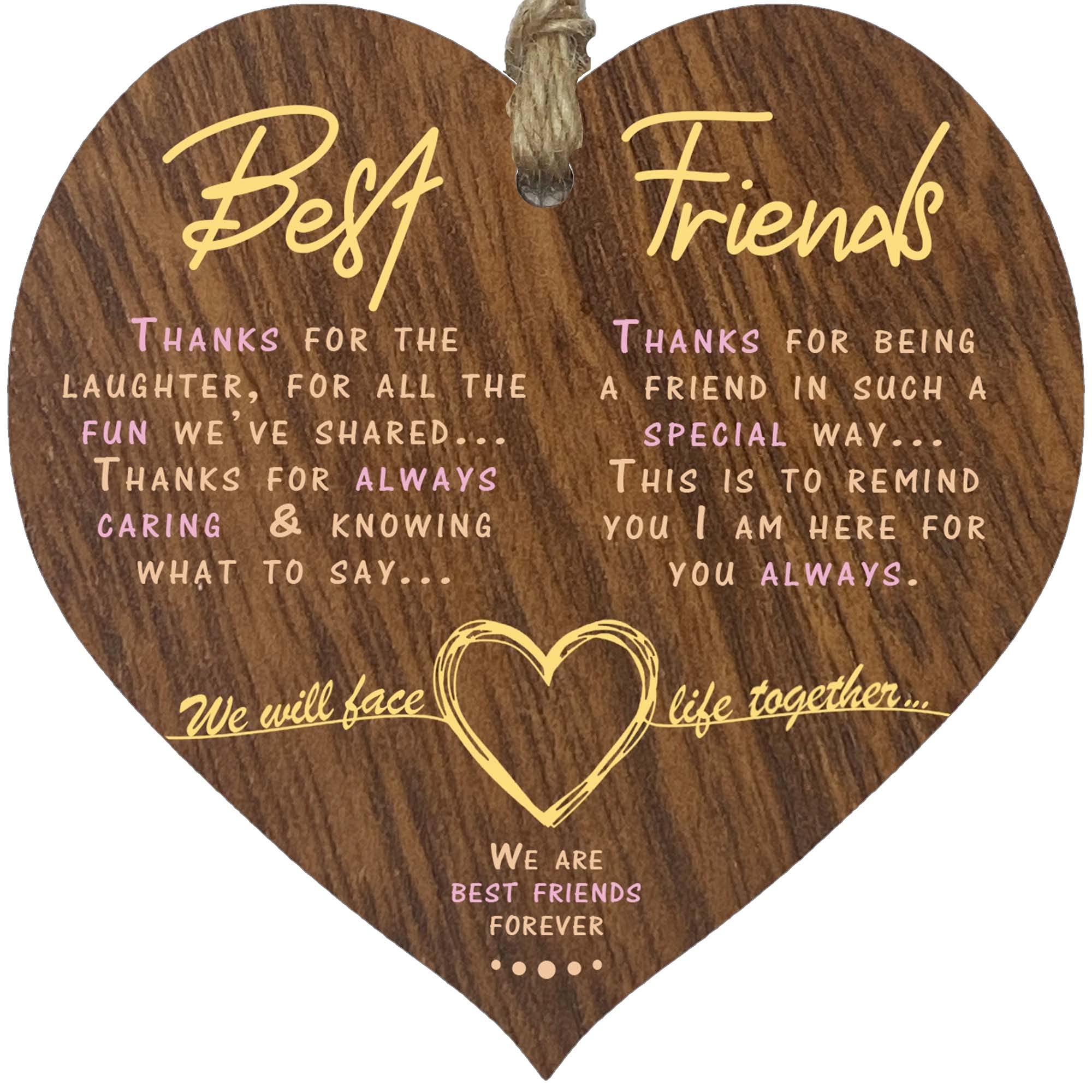 Targa in legno a forma di cuore con scritta Best Friend, regalo di compleanno per donne, in legno scuro, decorazioni natalizie, decorazioni da appendere per San Valentino, regali speciali per amici