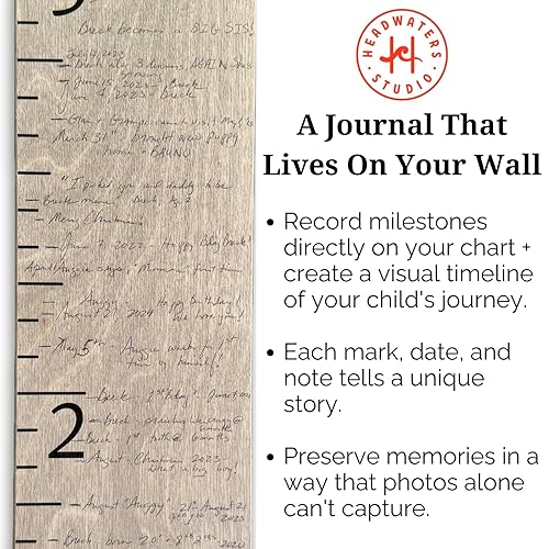 Miniatura 6 de HEADWATERS - Tabla de crecimiento de reglas de madera para niños, niños y niñas, tabla de altura y medición de altura para pared, decoración de