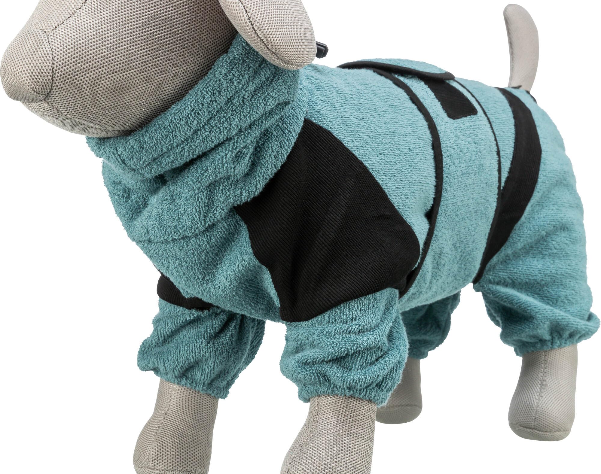 TRIXIE Bade- und Hausoverall - für Hunde Hundemantel aus Frottee - M-L (54 cm) Petrol, wärmender Hundepullover für drinnen & draußen - 23854
