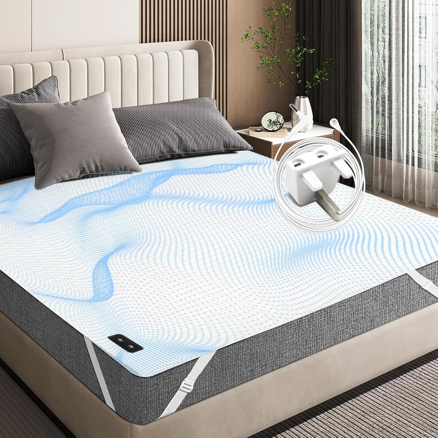 GUTANUSS Grounding Bed Sheet Conductive Earthing Bed Sheet Grounding Mat Earthing UK with 10% Silver Fiber & 90% Organic Cotton Natural Wellness and Healthy Earth Energy Mat (201×200cm) Beige