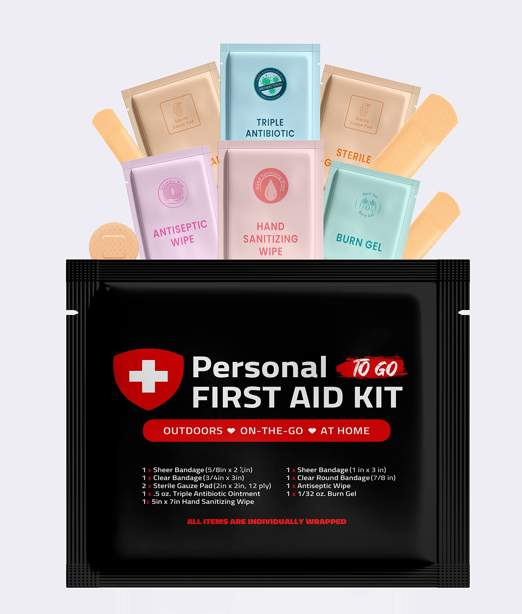 Portable Travel Size First Aid Kit - Perfect for Home, Office, Car, School, Business, Travel, Hiking, College, and Outdoors | Individually Wrapped