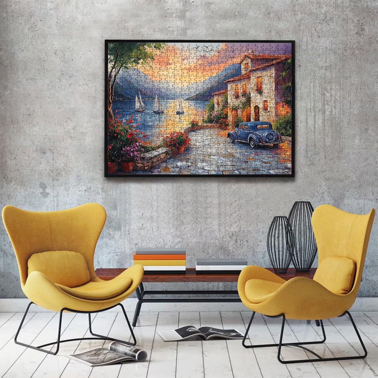 Puzzle 4000 elementów, puzzle 4000 elementów dla dorosłych, trudne puzzle, aktywność antystresowa i relaks, druk w wysokiej rozdzielczości, puzzle drewniane jezioro samochód z wykwintnym pudełkiem do