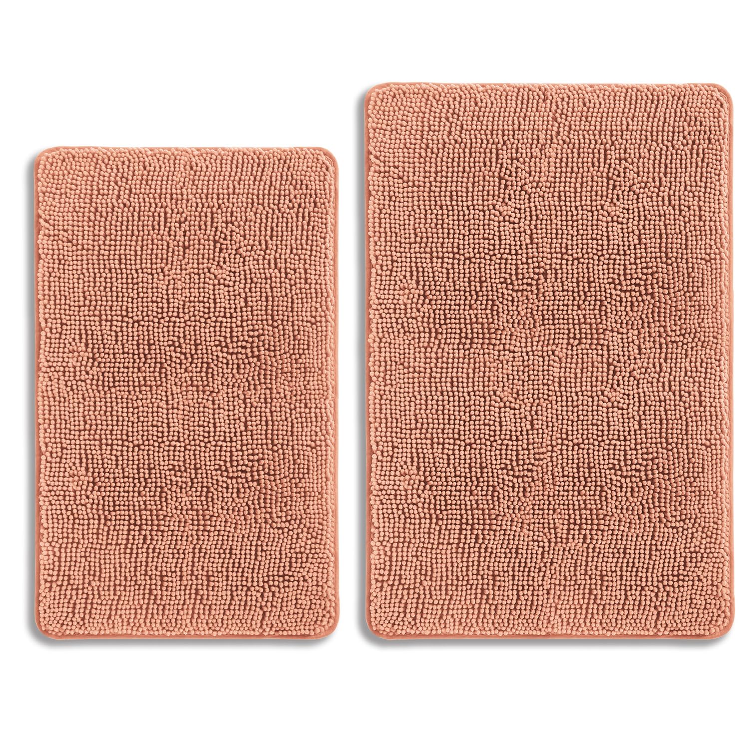 PureSwan Dusty Pink Bathroom Rugs Sets 2 Piece – Absorbent and Washable Bath Mat, Non-Slip, Thick Soft Chenille Bath Rugs for Bathroom Floor, Shower, Sink - 20" x 32"+24" x 36"