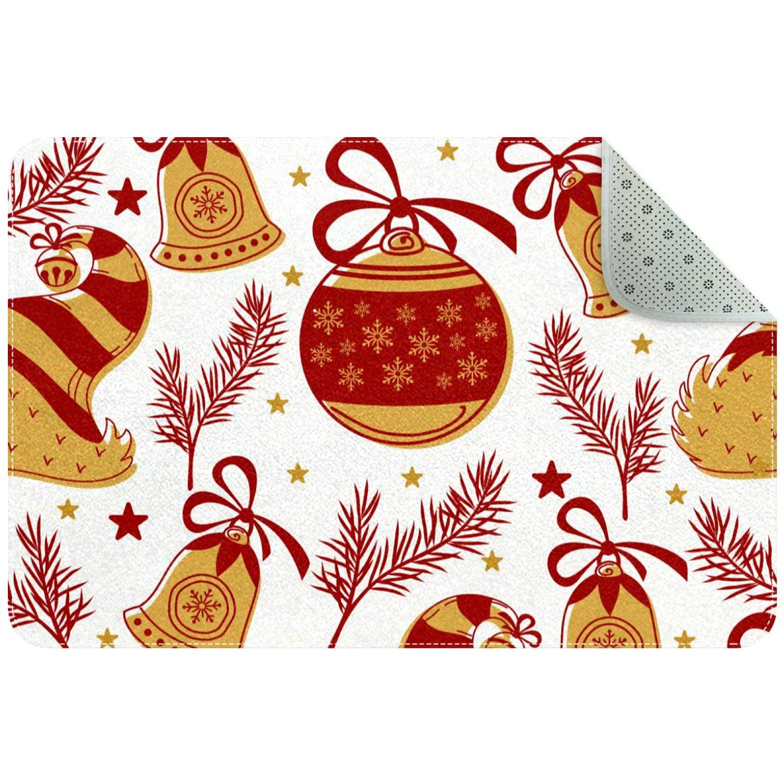 Paillasson antidérapant avec clochettes de Noël tapis d'entrée absorbant et lavable en machine