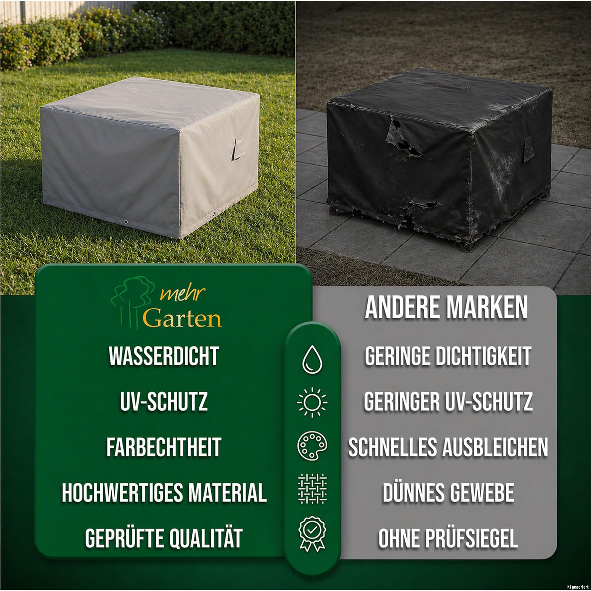 Abdeckung Loungehocker, 85x85x45 cm, grau, Oxford 600D Gewebe, Schutzhülle für Gartenmöbel, wasserdicht, UV-beständig und wetterfest