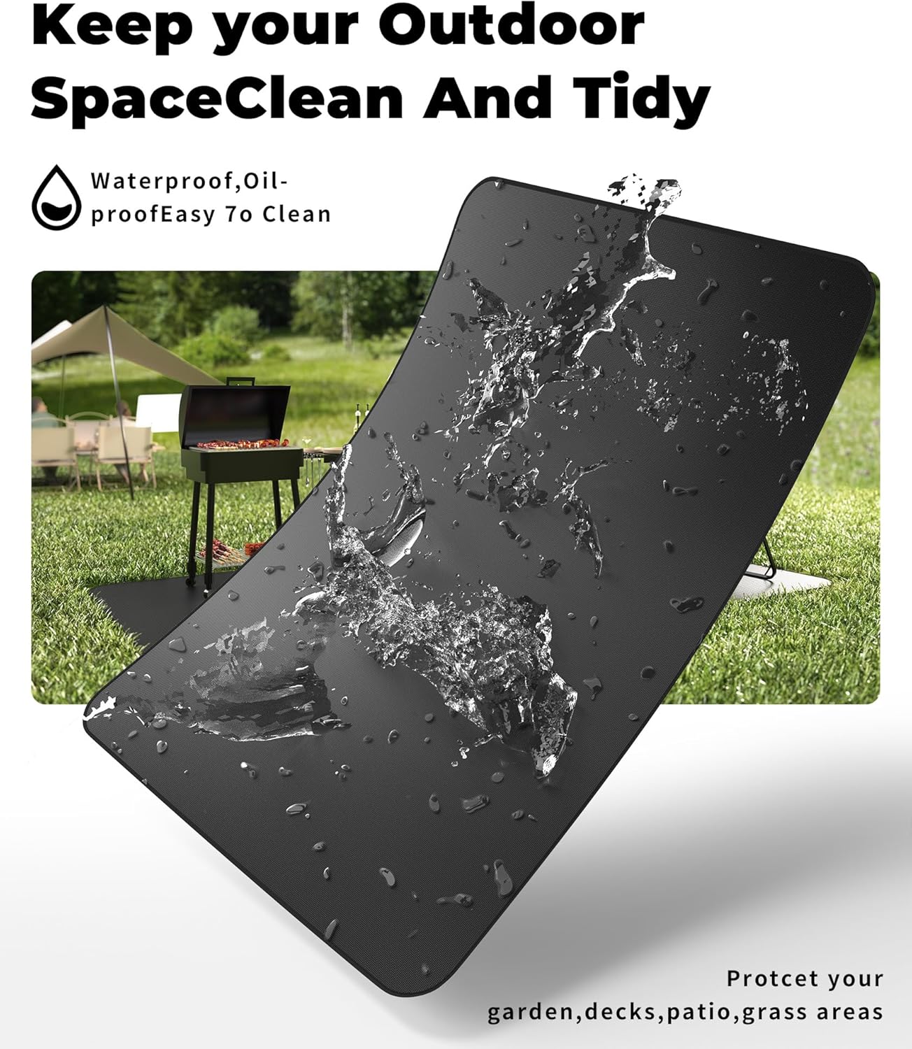 Large 60 * 40" BBQ mat for Under Grill,Double-Sided Silicone Grill mat for Outdoor Grill Deck Protector, Indoor Fireplace Mat/Fire Pit Mat (60 * 40") - Image 4