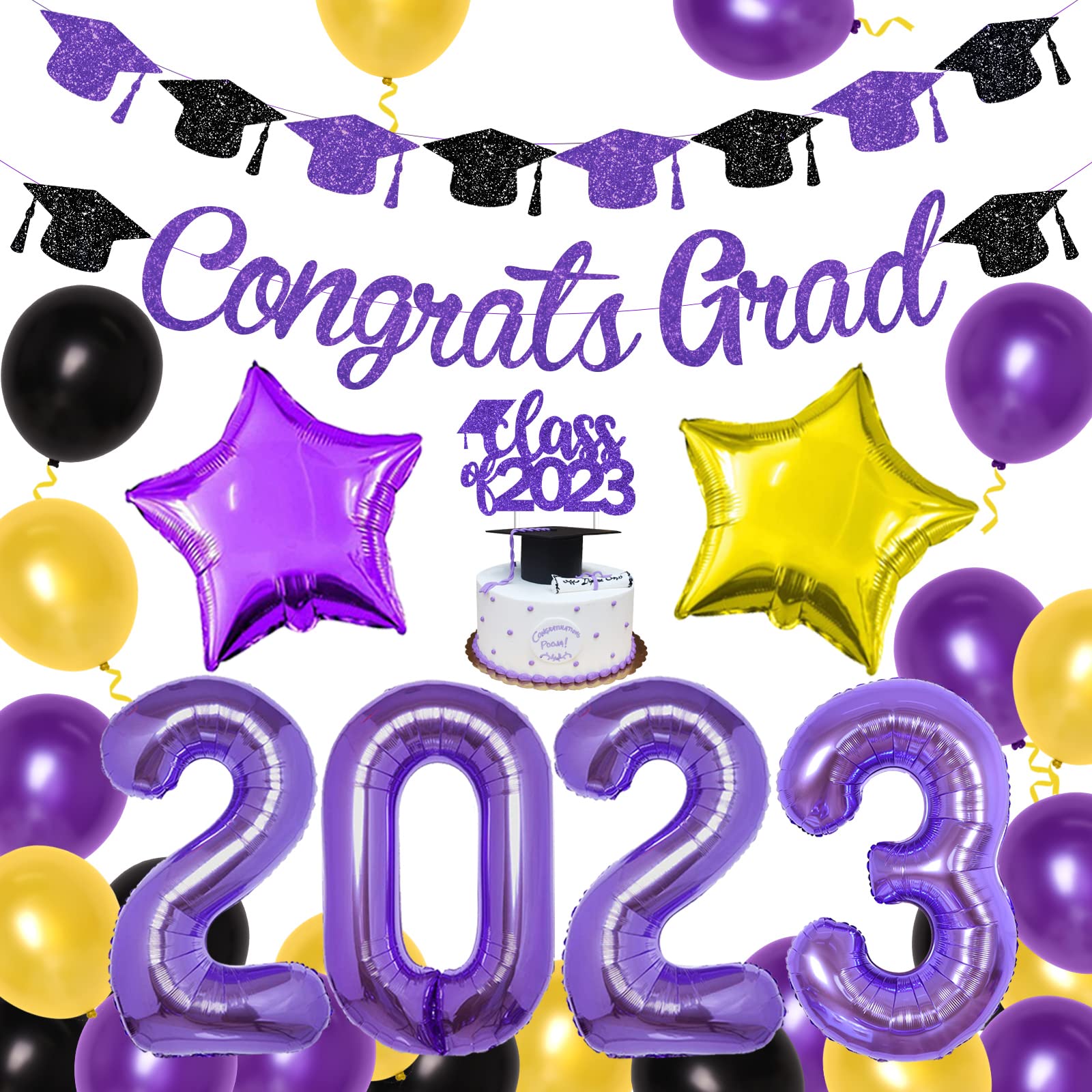 Buy Purple Graduation Decorations 2023 Congrats Grad Decorations Class