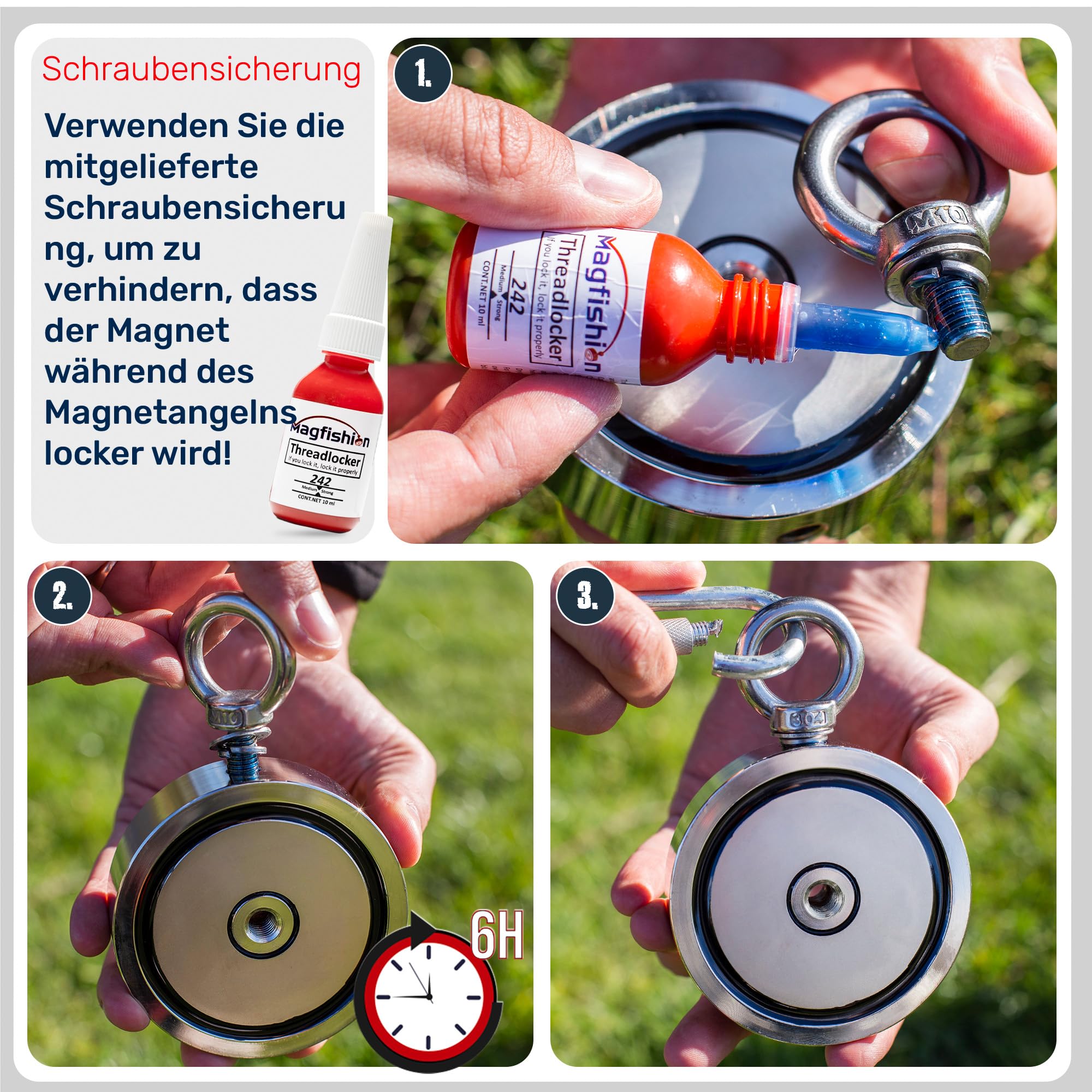 MAGFISHION Magnetfischen Mega Set - 700 KG (2 x 350KG) - Ø94mm - Neodym Magnet mit 2 Seilen, Greifhaken & Handschuhe - Magnet Fischen Angel - Ösenmagnet - Fishing Magnetangel - Magnetangeln Set