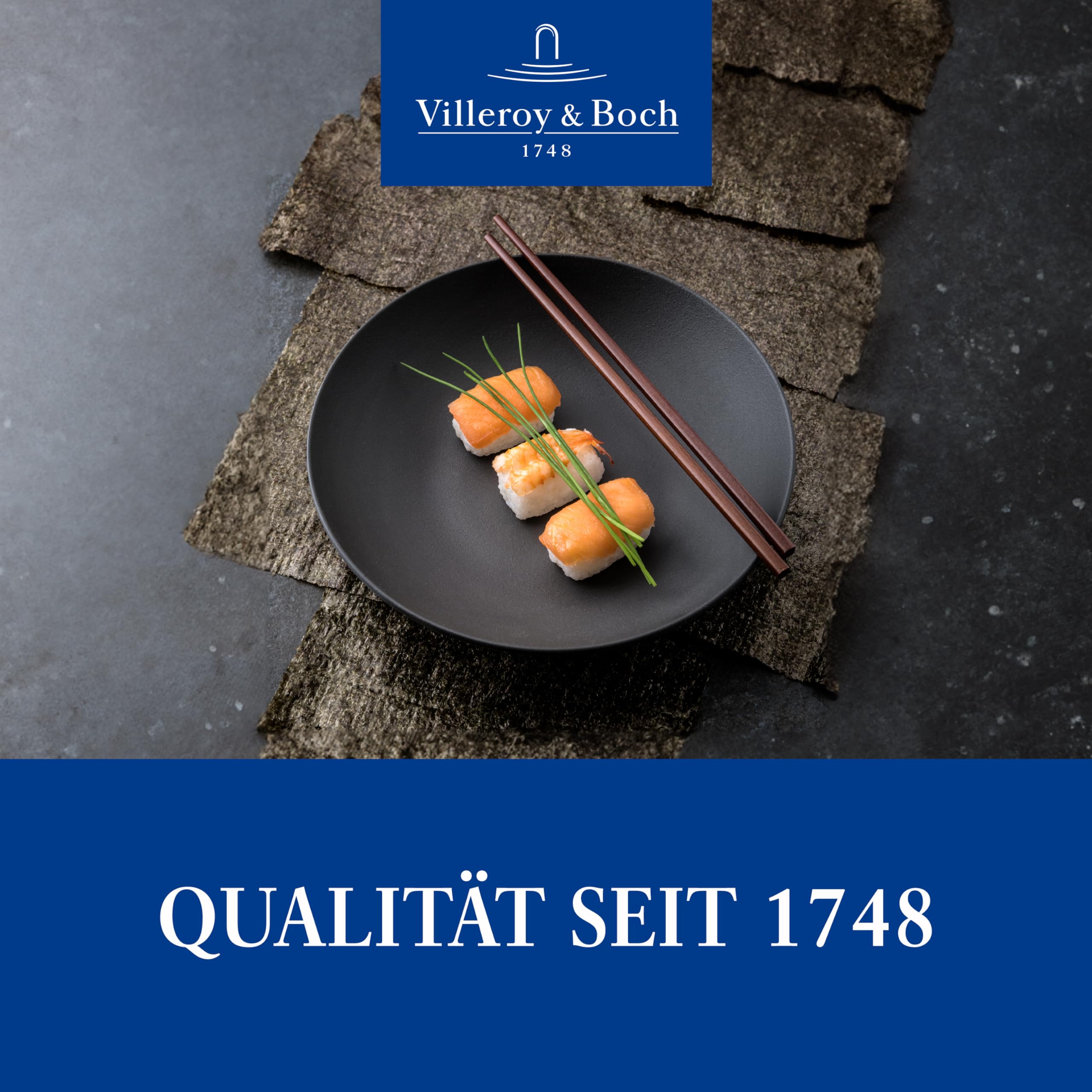 Villeroy & Boch – Manufacture Rock Schale Schwarz Matt, Deko Teller, Dekoschale, Platzteller, Schwarze Schale, Schüssel, Geschirr, Tiefer Speiseteller, Essteller, Schieferoptik, Premium Porzellan