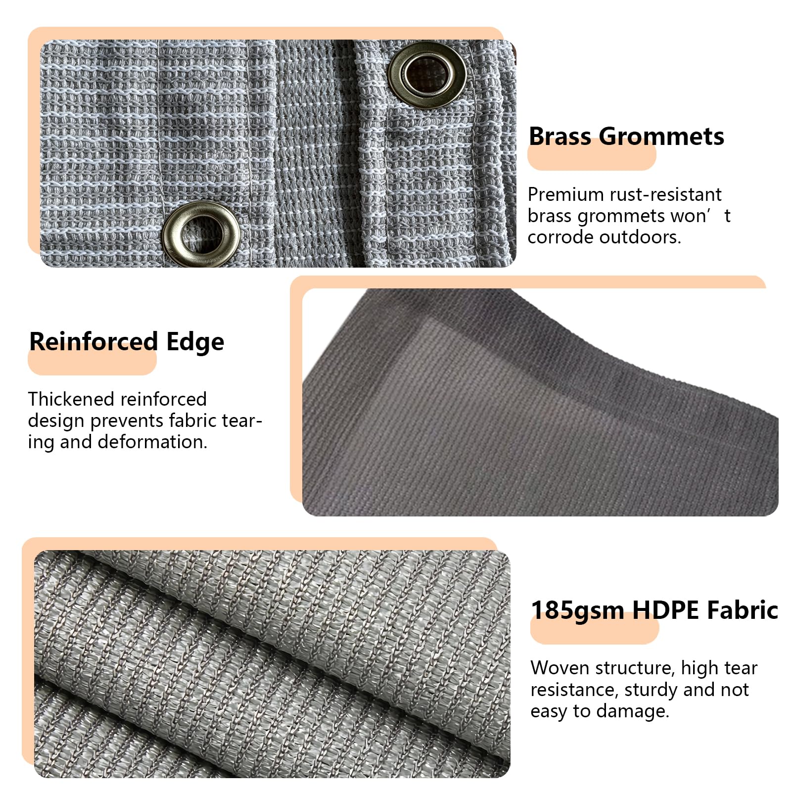 POYEE 90% 3,6 x 7,3 m Malla de Sombra para Exterior con Ojales | Red de Sombra para Patio, Pérgola, Jardín, Jardín Trasero, Terraza, Porche, Gris