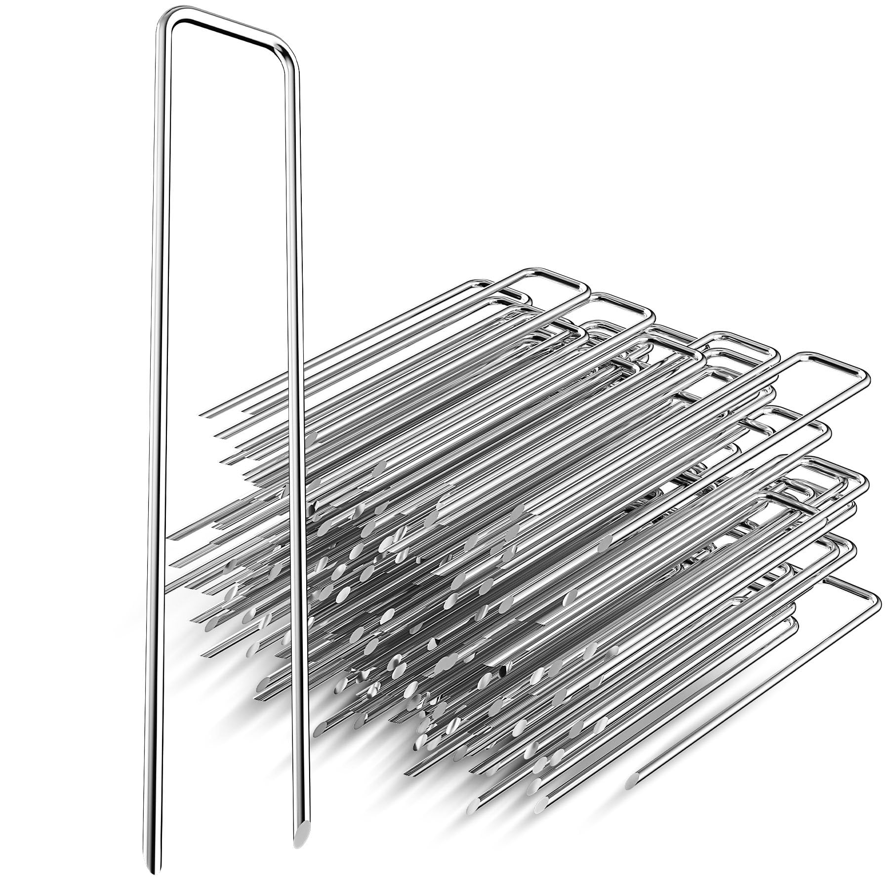 YAOBLUESEA Erdanker fur Unkrautvlies, 100 Stück Unkrautvlies Haken, 15 cm Bodenanker Erdnägel Stahl Anti-Rost Erdanker Hering für Zelt Stabile Bodenanker für Unkrautvlies Gartenvlies Zaun und Camping