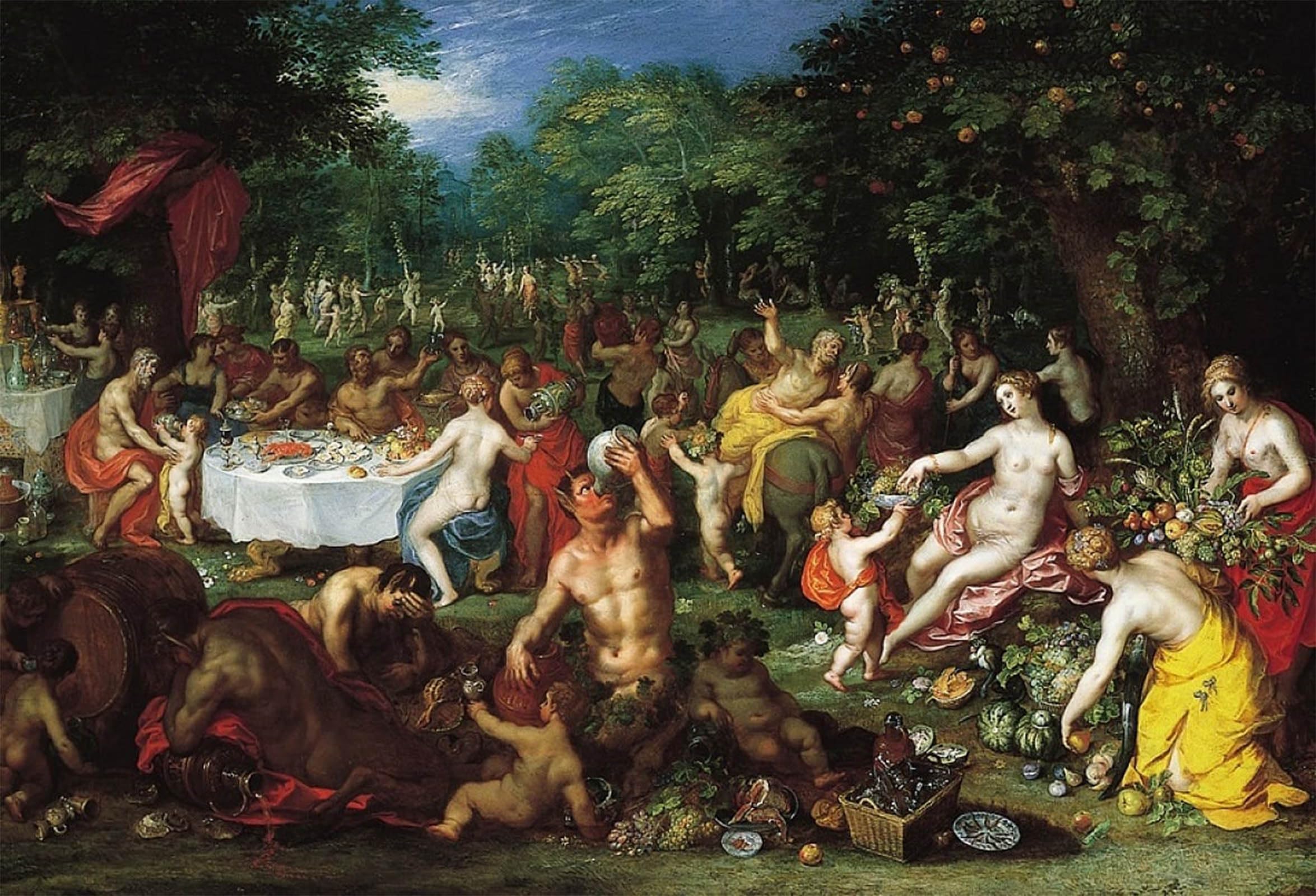 SERENDIPITP Retro Picture Poster Wall Art Pictures Painting a Bacchanal by Jan the Elder Brueghel Wall Art Canvas Print for Wall Decor 60x90cm