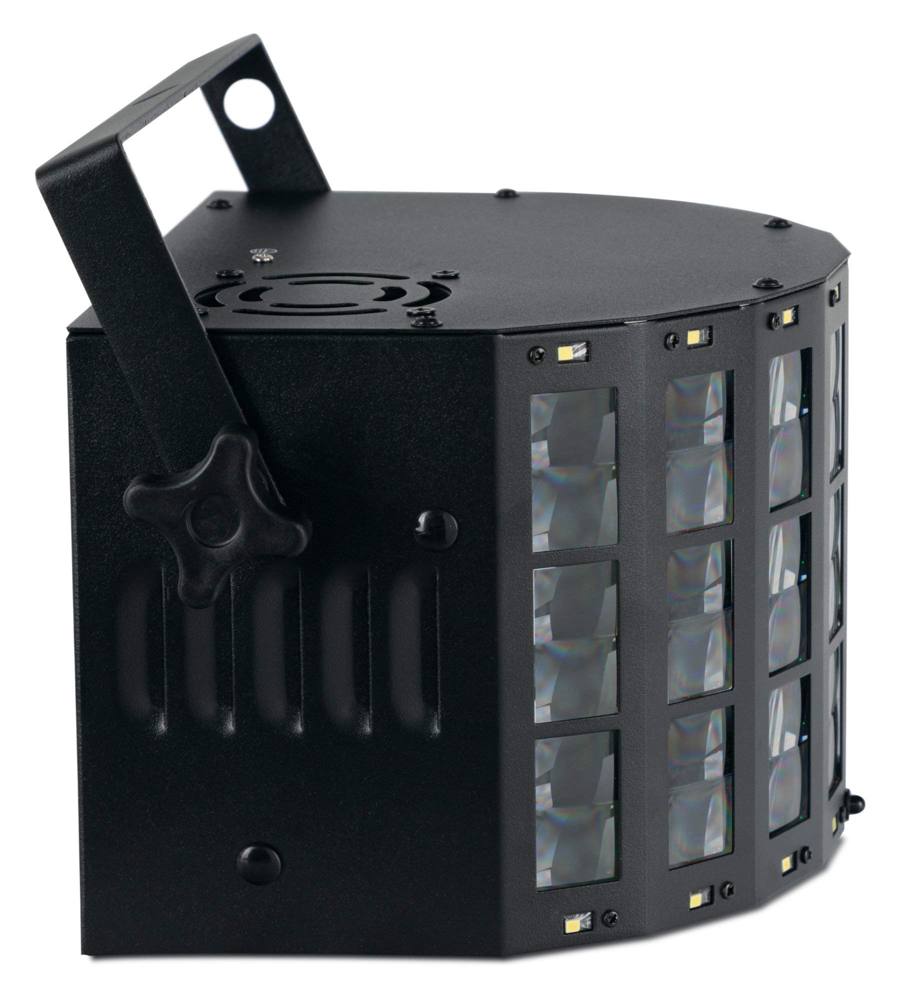 Showlite DS-3 Derby/Strobe Hybrid-Strahleneffekt, 16 SMD-LEDs à 0 | Bunter, bewegter Lichteffekt für Partyraum und mobile DJs, 4 RGBW-LEDs mit je 3 Watt Leistung, 5 Watt für Strobe-Effekt, Auto