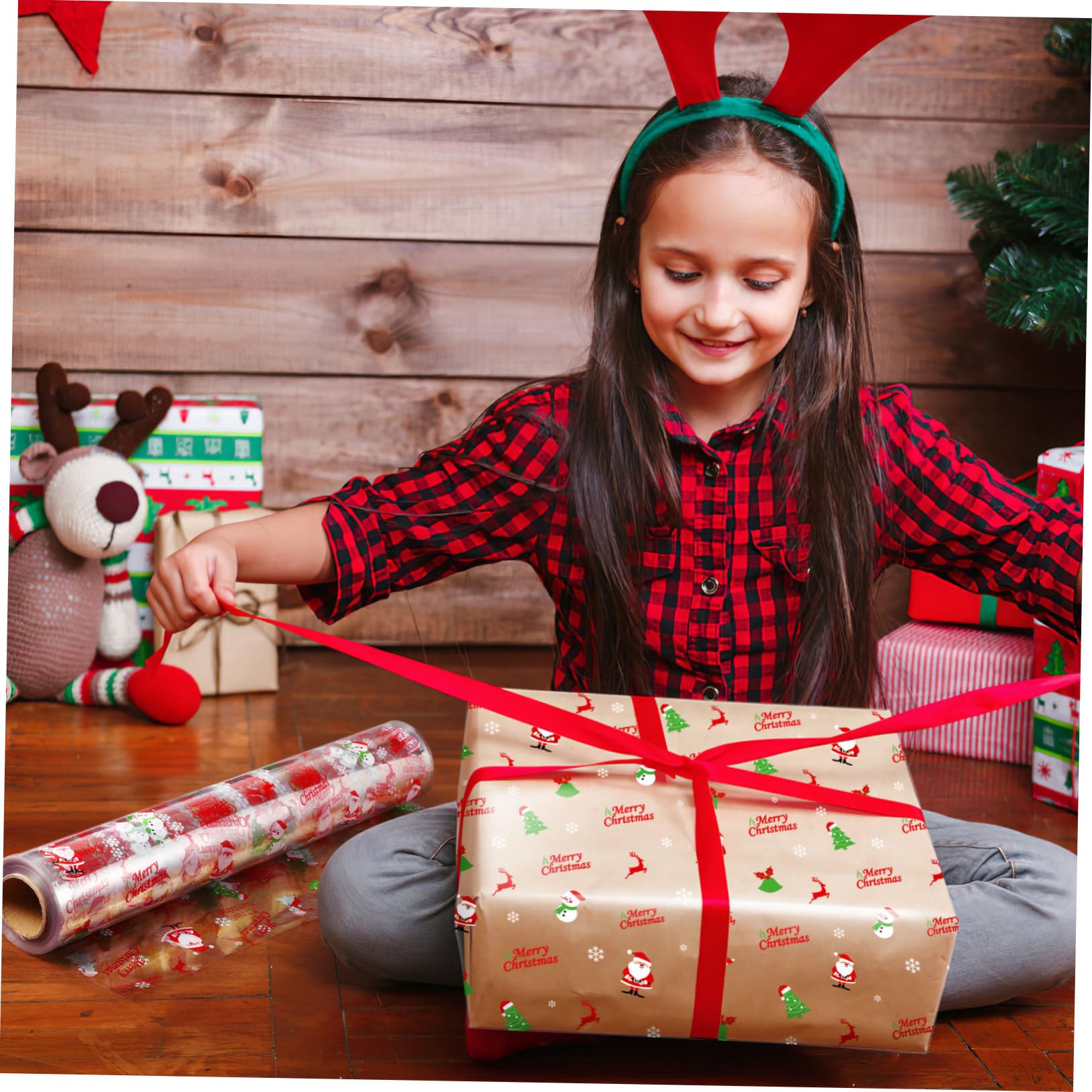 Toyvian Cellophane Trasparente Per Natale Di Carta Da Regalo Stampato Babbo Natale Per Confezionare Cesti Regalo Scatole e Oggetti Decorativi