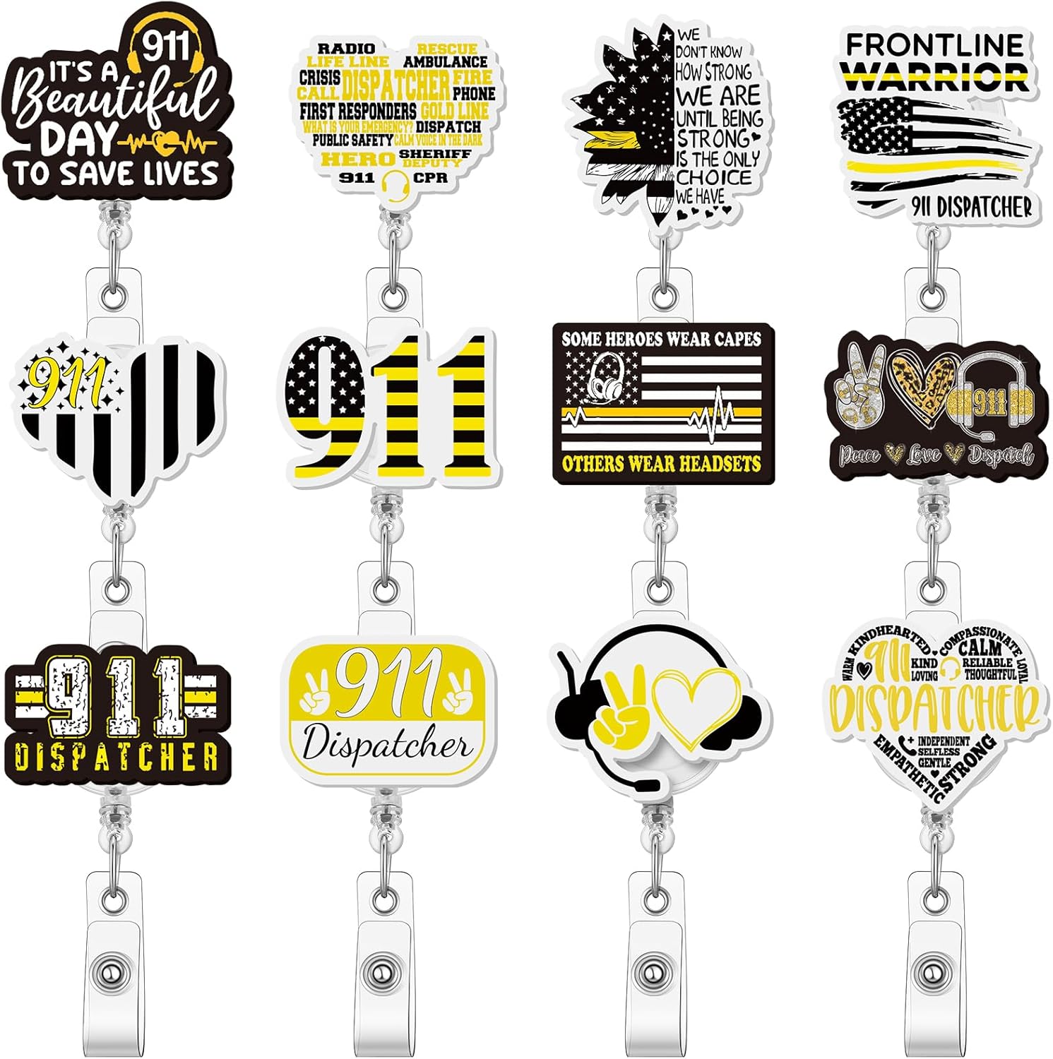 Geyoga 12 Pcs 911 Dispatcher Gifts Dispatcher Week Badge Reels Thank You Gift for Dispatchers for National Public Safety Telecommunicators Week Party Favors Coworker Colleague Employee Appreciation