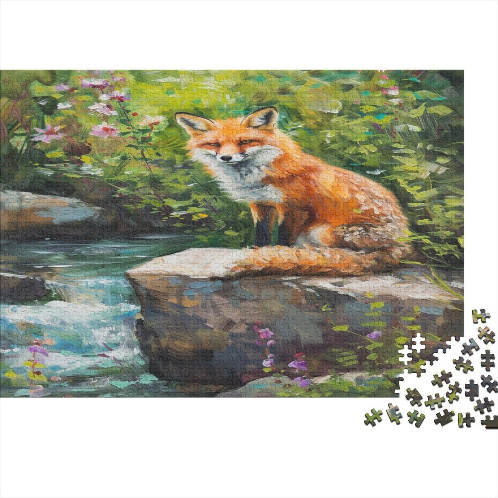 Jungle Fox Puzzle 1000 sztuk Puzzle Dla Dorosłych Drewniane Puzzle Gra Edukacyjna Dla Dorosłych Wyzwanie Zabawka Prezent Dla Wszystkich Kobiet I Mężczyzn 1000 sztuk (75 x 50 cm)