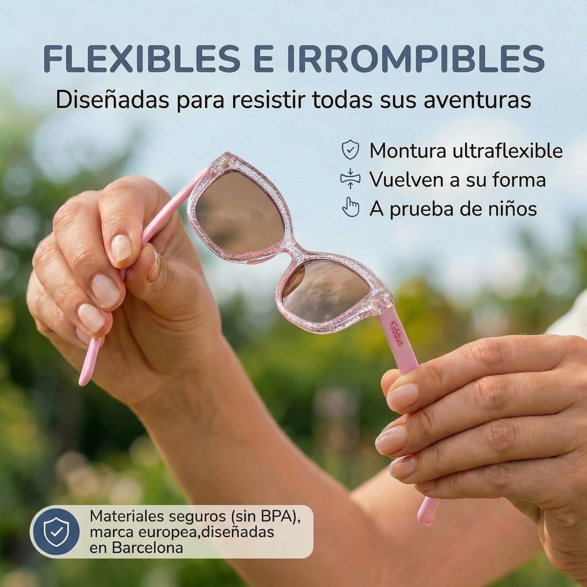 Kiddus Gafas de Sol Niña 4-8 Años Polarizadas UV400 CAT3 TR90 Flexible CE ISO REACH