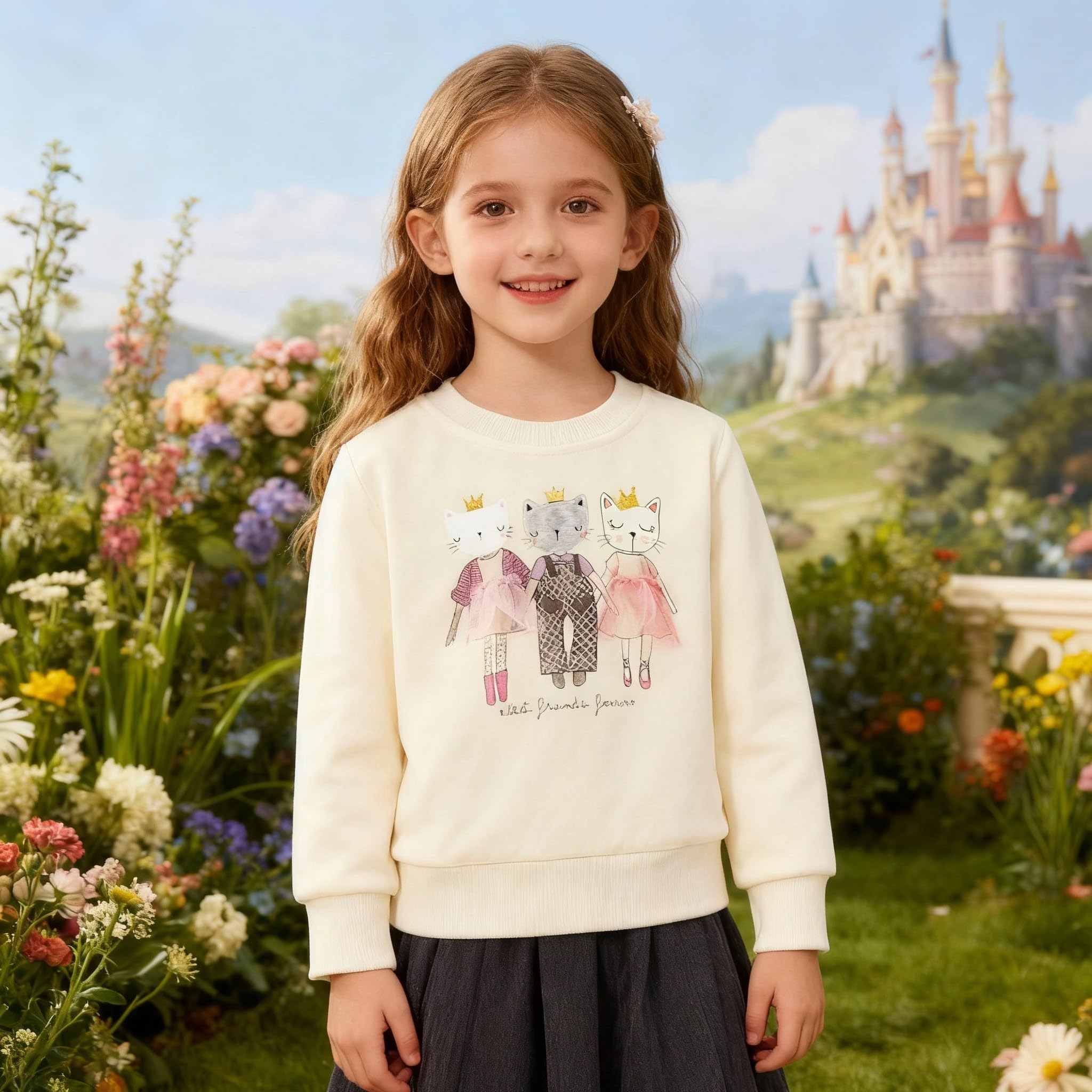 Sudaderas Niña Unicornio Algodón Pullover Cuello Redondo Sweatshirt 2-9 Años