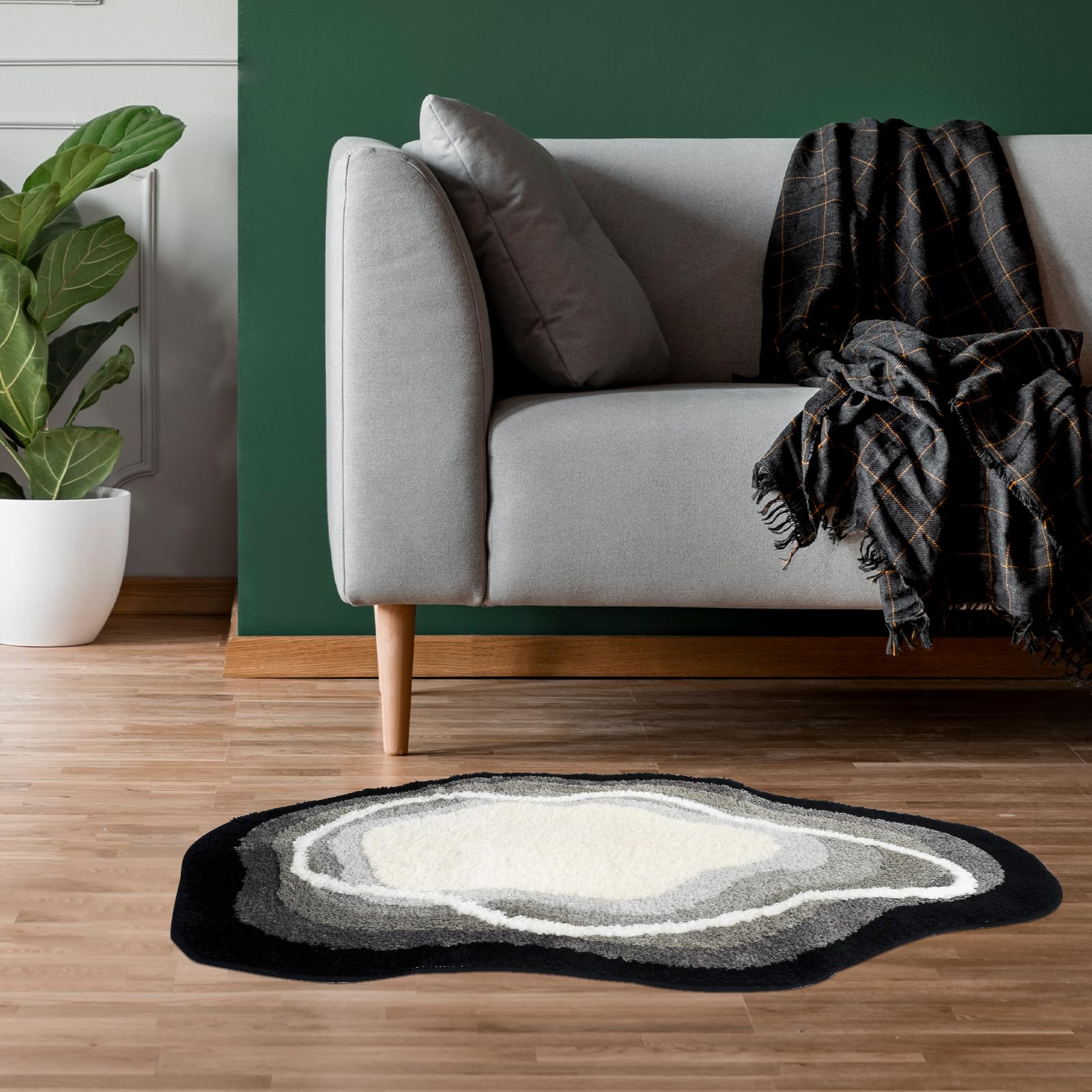 Beflockte Absorbierende Schnelltrocknend Badematte Grau | Mikrofaser Badvorleger Rutschfest Waschbar, Badteppich 60x100, Duschteppich, für vor der Badewanne, Wohnzimmer, Schlafzimmer