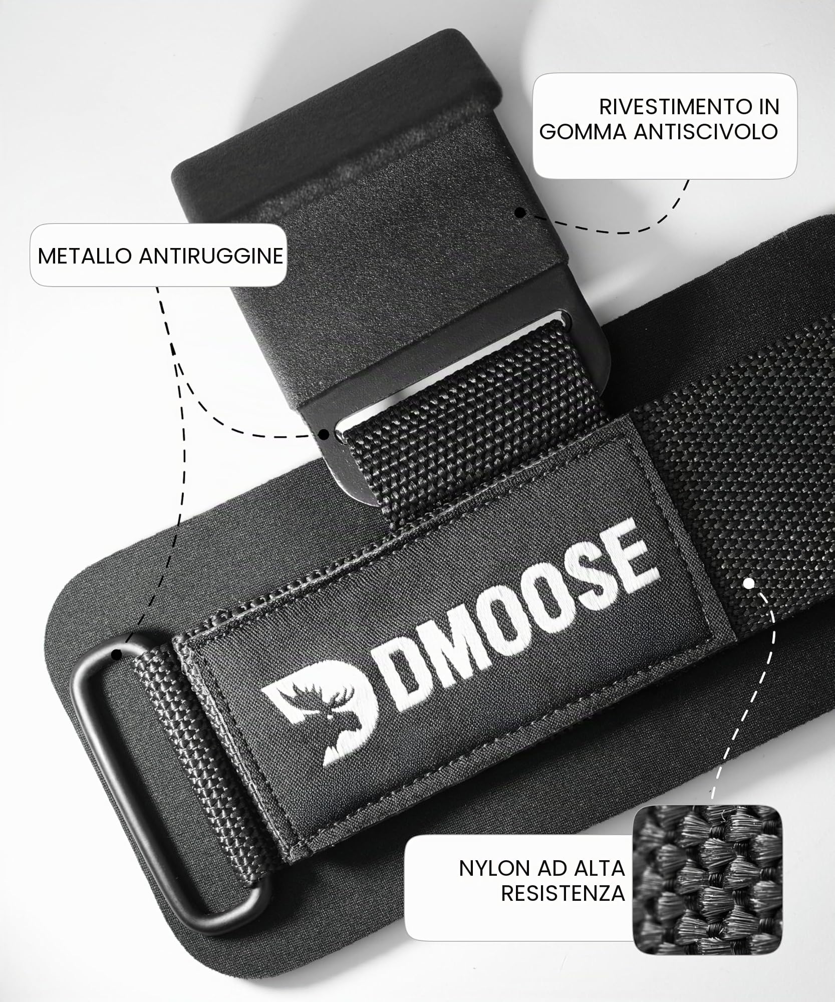 DMoose Fitness Ganci Per Sollevamento Pesi(Paio) Per Stacchi Da Terra, Cinturino In Nylon Con Imbottitura Spessa - Cinturini Per Polsi Resistenti Per Sollevamento Pesi E Allenamenti In Palestra