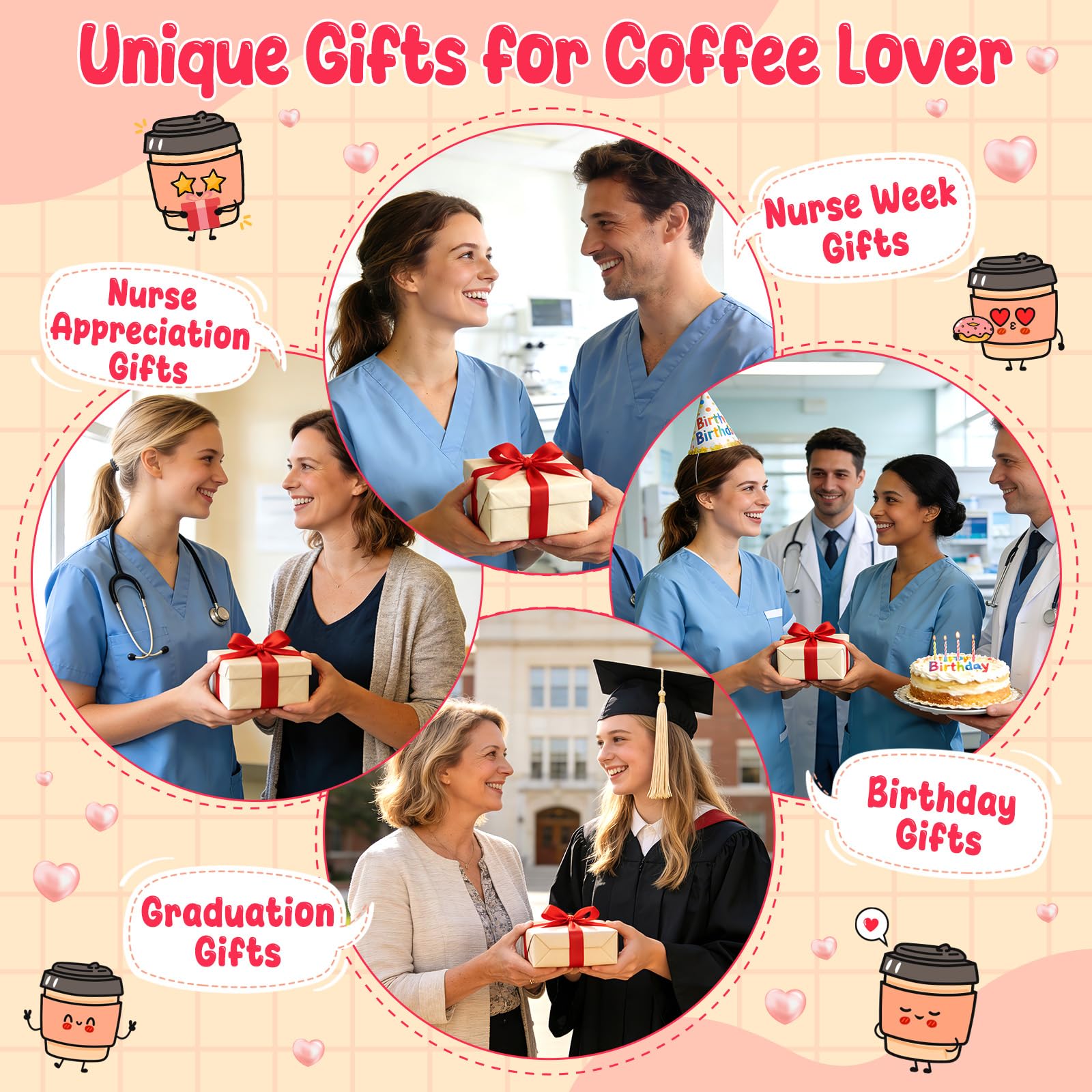 Nurse Week Gifts for Women Female Nurse Appreciation Practitioner RN Nurses Gift 2026 Nursing School Graduation Gifts for Student Preceptor Handmade Crochet Pink Coffee Mug for Mom Sister Friend
