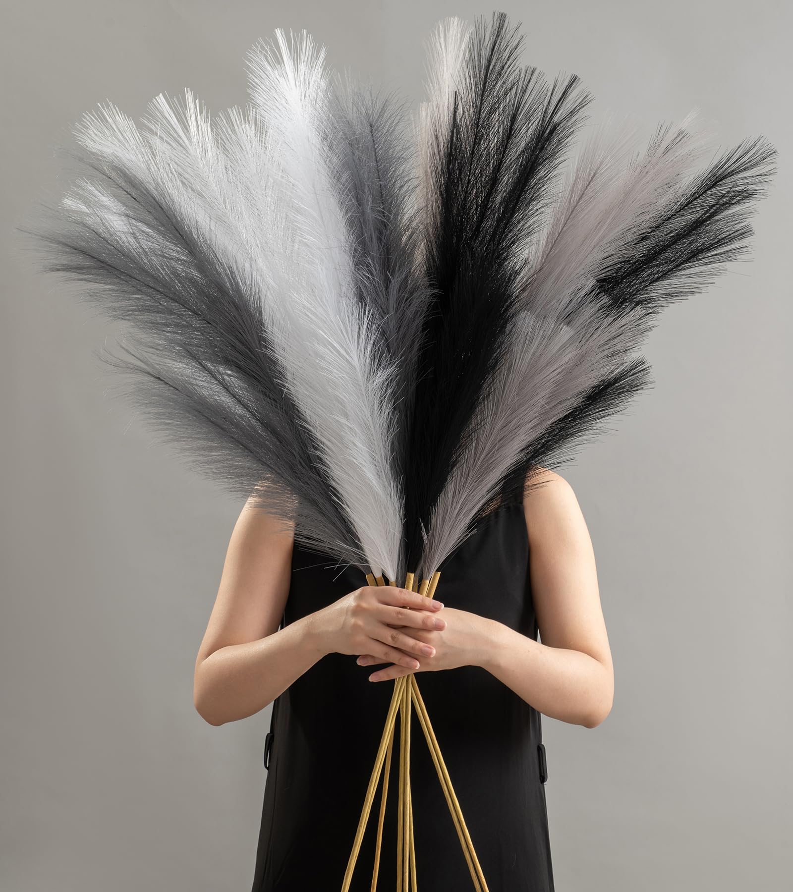 SeptCat 8 Pcs 45 inch Black Grey Pampas Grass