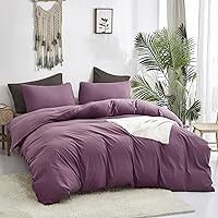 Vista 130 de Luxlovery - Juego de edredón azul neblina, tamaño matrimonial, minimalista, azul polvoriento, edredones de algodón suaves y transpirables, azul