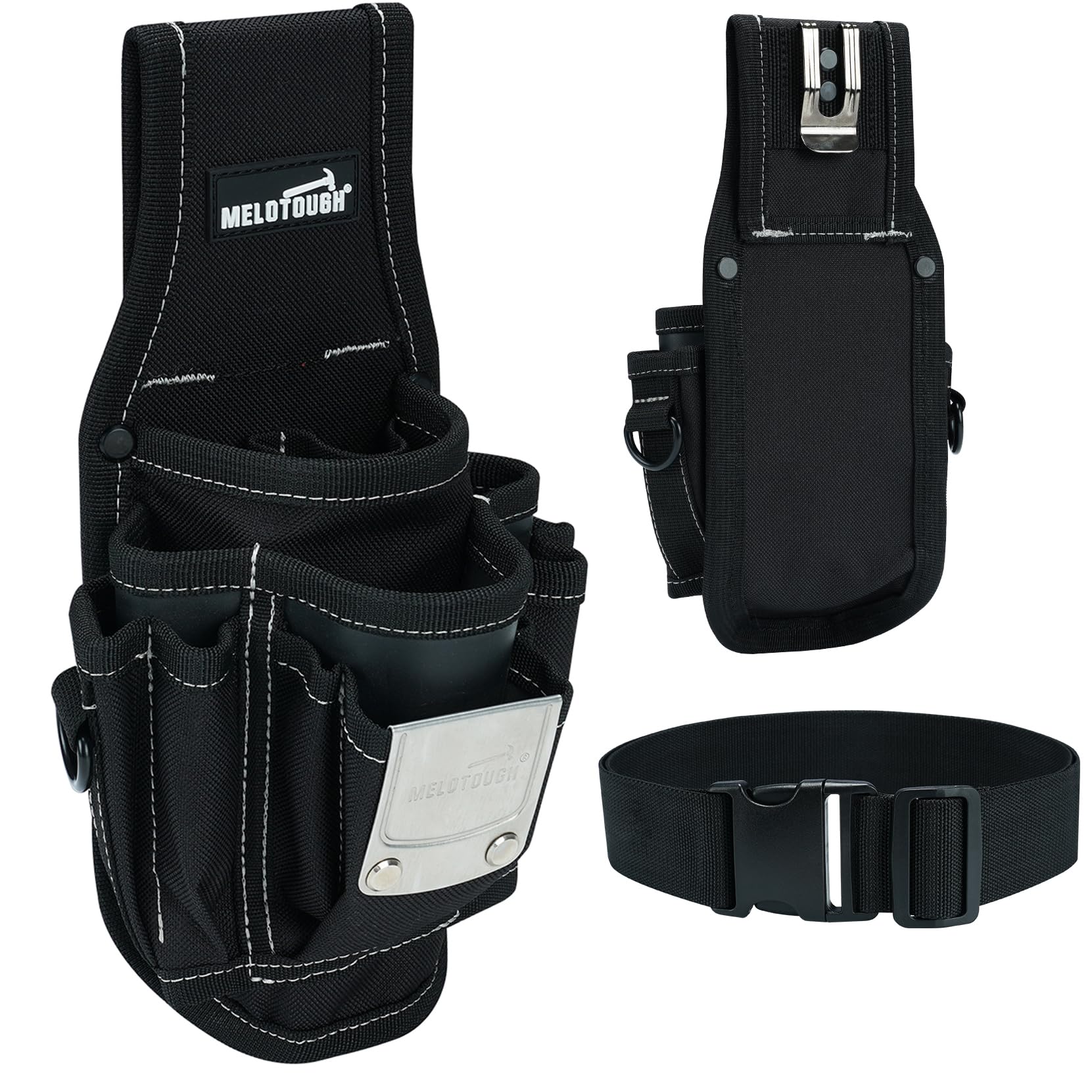 MELOTOUGH Pochette porte-outils pour ceinture avec clip de ceinture à dégagement rapide, grandes poches et boucle, accessoire à clipser