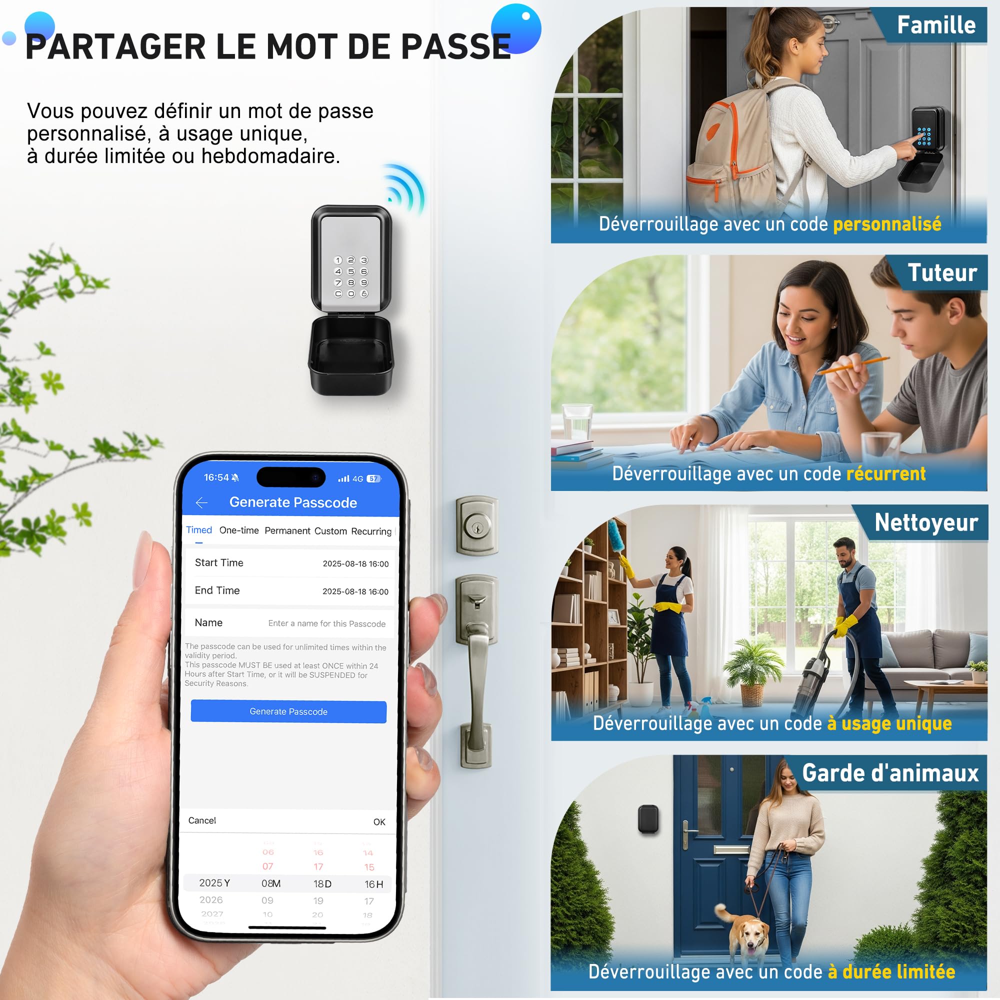 Boîte à Cléfs Sécurisée Exterieur |Bluetooth Connectée| Boitier Clefs Murale Digital Boite a Clef Connectee & Codes Multiples, IP65 Étanche Boite a Cle avec Code Rétroéclairé