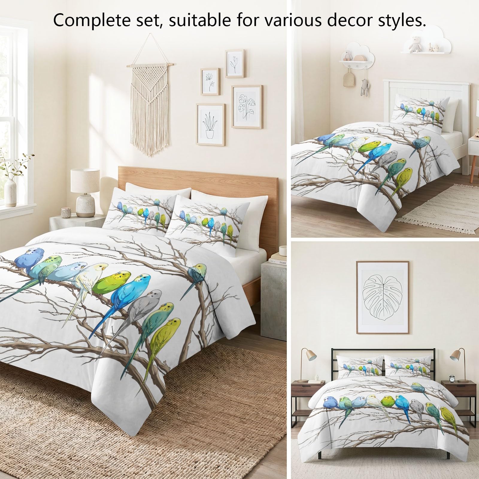 Generisch Set di biancheria da letto in stile rustico bianco, 135 x 200 cm, morbido e traspirante, in microfibra spazzolata, con federa da 80 x 80 cm
