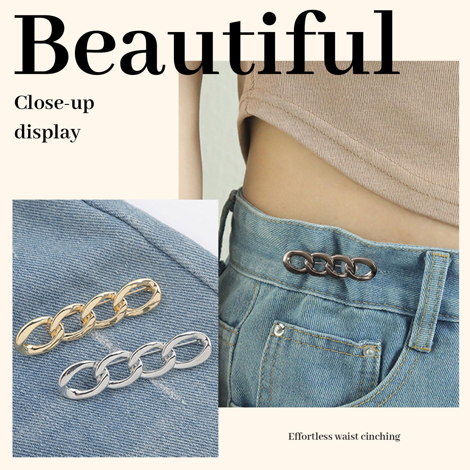 LunarCharm 6 Piezas Clips Ajustables para Cintura, Prácticos Ajustadores de Cintura y Clips para Ajustar Pantalones, Ideal para Botones de Jeans Ajustables