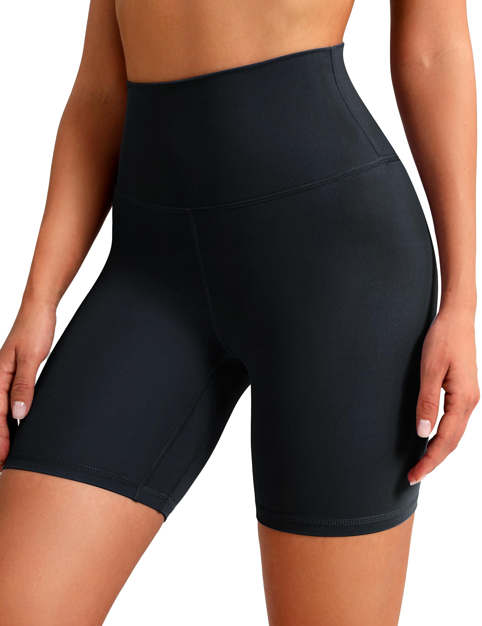 BAYDI Clouduxi Women's Yoga Shorts 6" High Waisted Cycling Shorts Buttery Soft Gym Workout Fitness Shorts Black