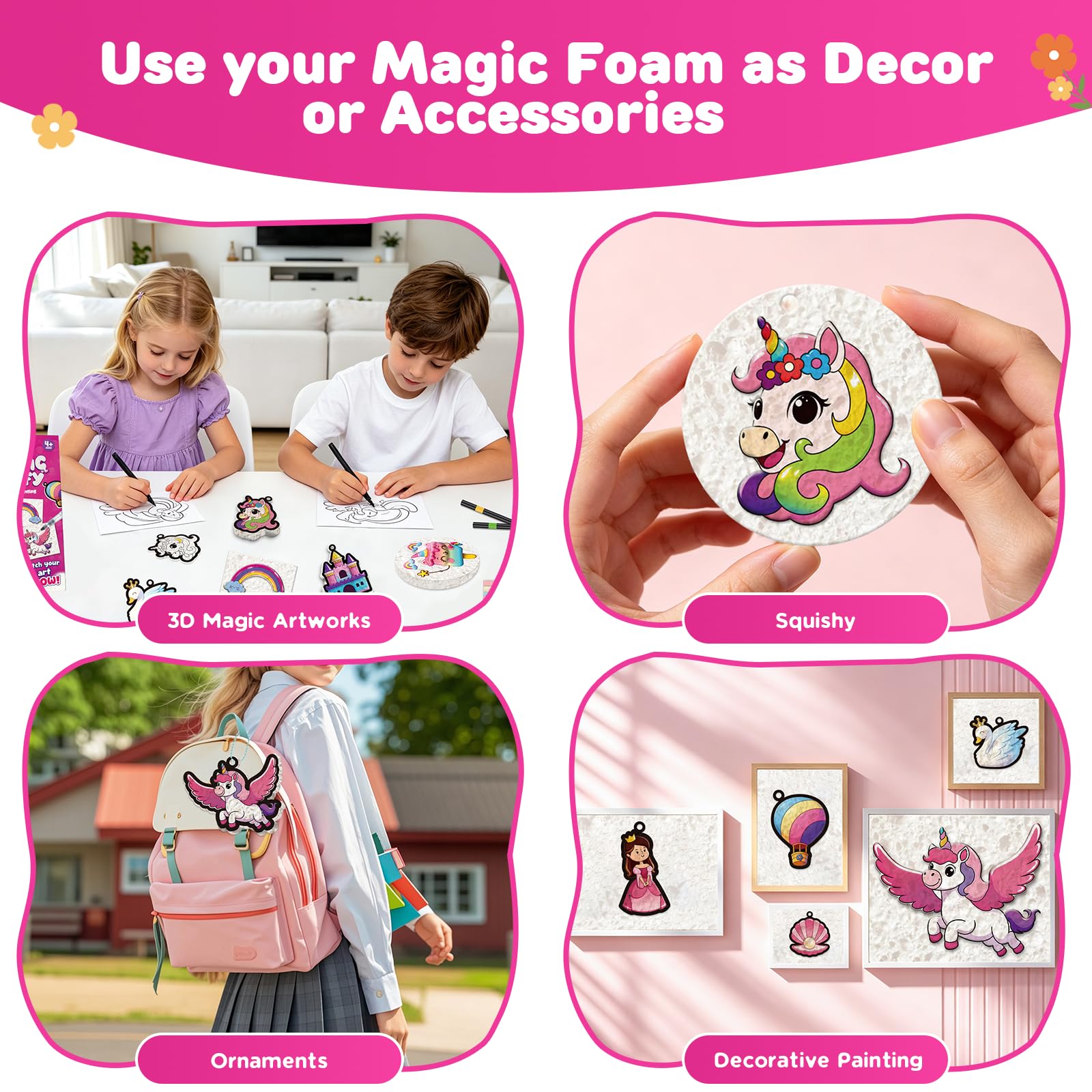 62Pcs Magic Puffy Paint Kit, Magic 3D Foam Texture Painting Kit with 32Pcs Foam Texture Paper, 12 Colored Markers - Image 8