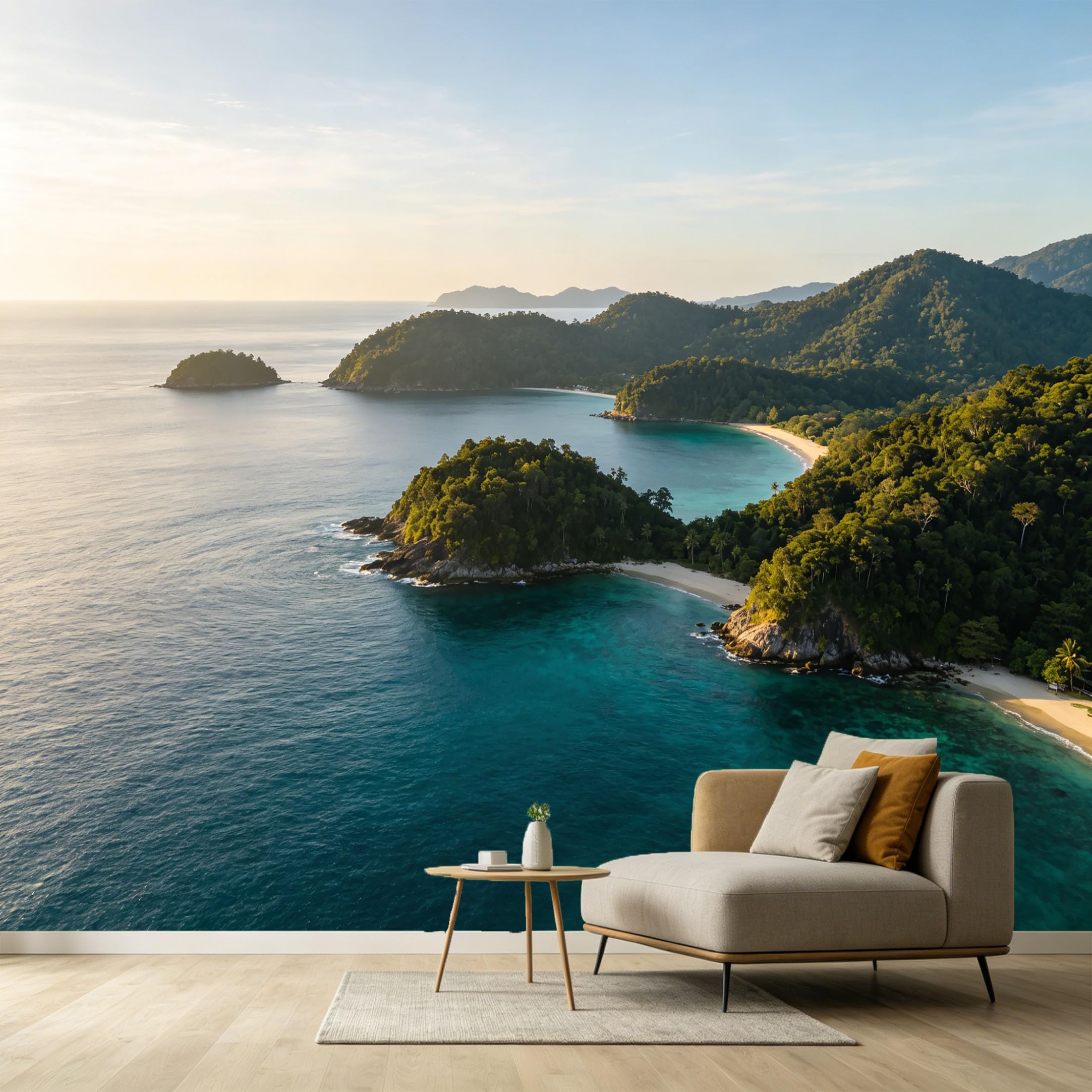 Custom Size Wall Murals Coastal Tropical Ocean Marine Landscape Island Beach SelfAdhesive Wall Fabric Removable Large Wallpaper for Photo Living Room