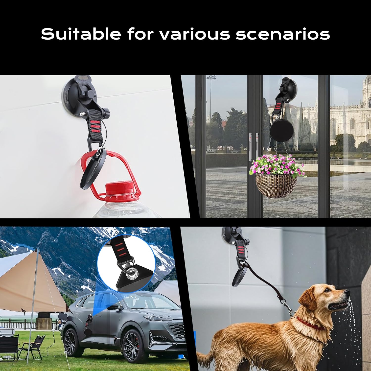 Heavy Duty Suction Cup Hooks - Super Strong Car Camping Accessories for SUV/Tent/Glass, Secure Window Hooks for Campers.