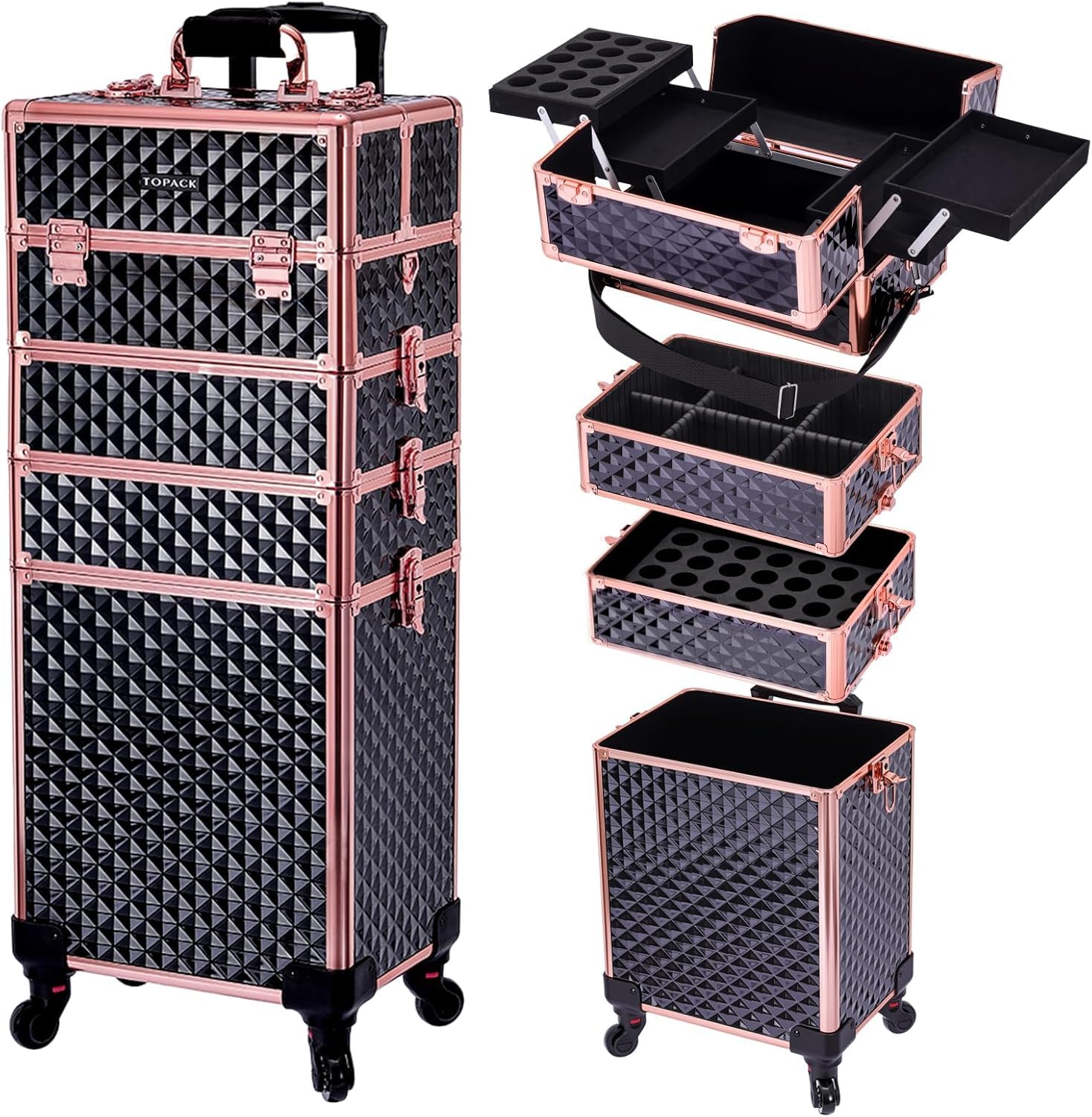 Photo 1 of TOPACK 4-In-1 Rolling Makeup Train Case