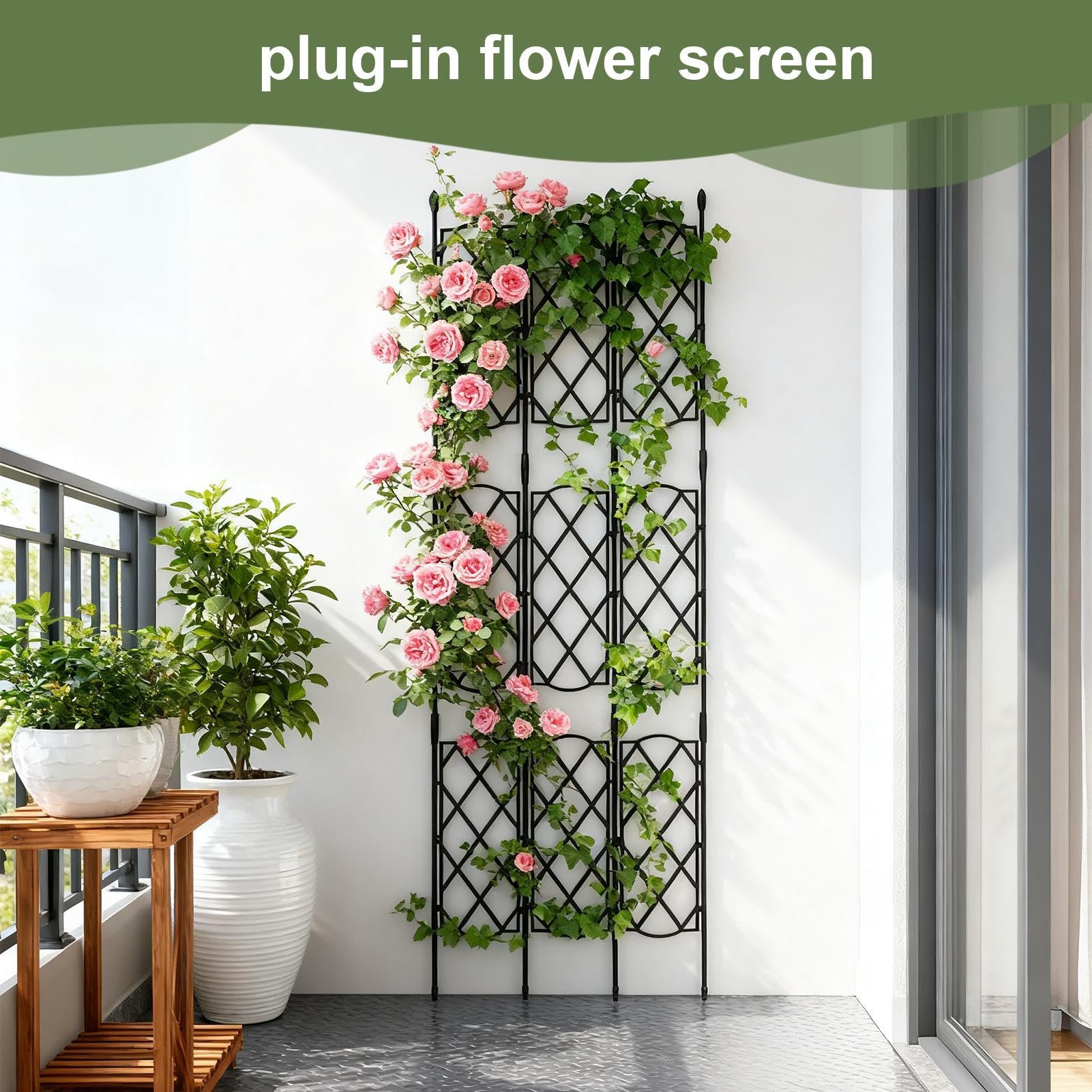 Vertikales Garten-Rankgitter – Zimmerpflanzen-Obelisk-Strukturen zum | Klettern von, Blumen, Reben, PE-Material, Stützrahmen, Balkon, Terrasse, Hof, Outdoor-Dekoration, 47 x 130 cm