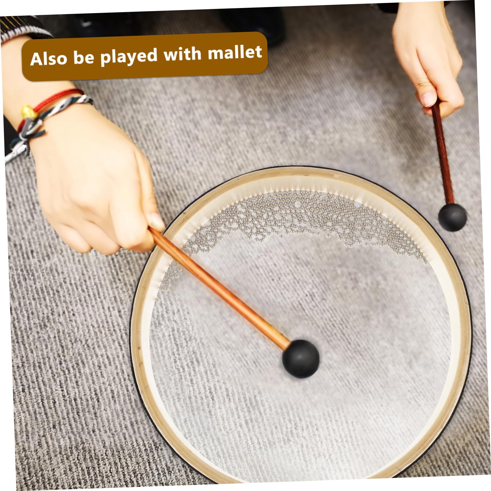 2 Pezzi Tamburo Oceanico Trasparente 12 Pollici Con Sfere in Acciaio Strumento Musicale a Percussione in Legno E Plastica Per Suoni Di Mare E Pratica Musicale