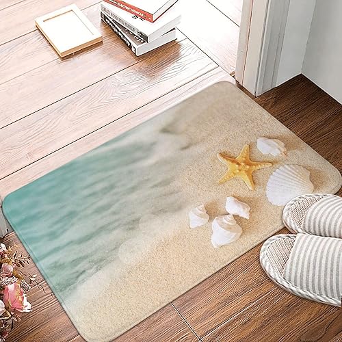 Alfombras de baño de playa costeras con estrellas de mar para baño, alfombra de baño suave y absorbente, alfombra antideslizante para cocina, baño,