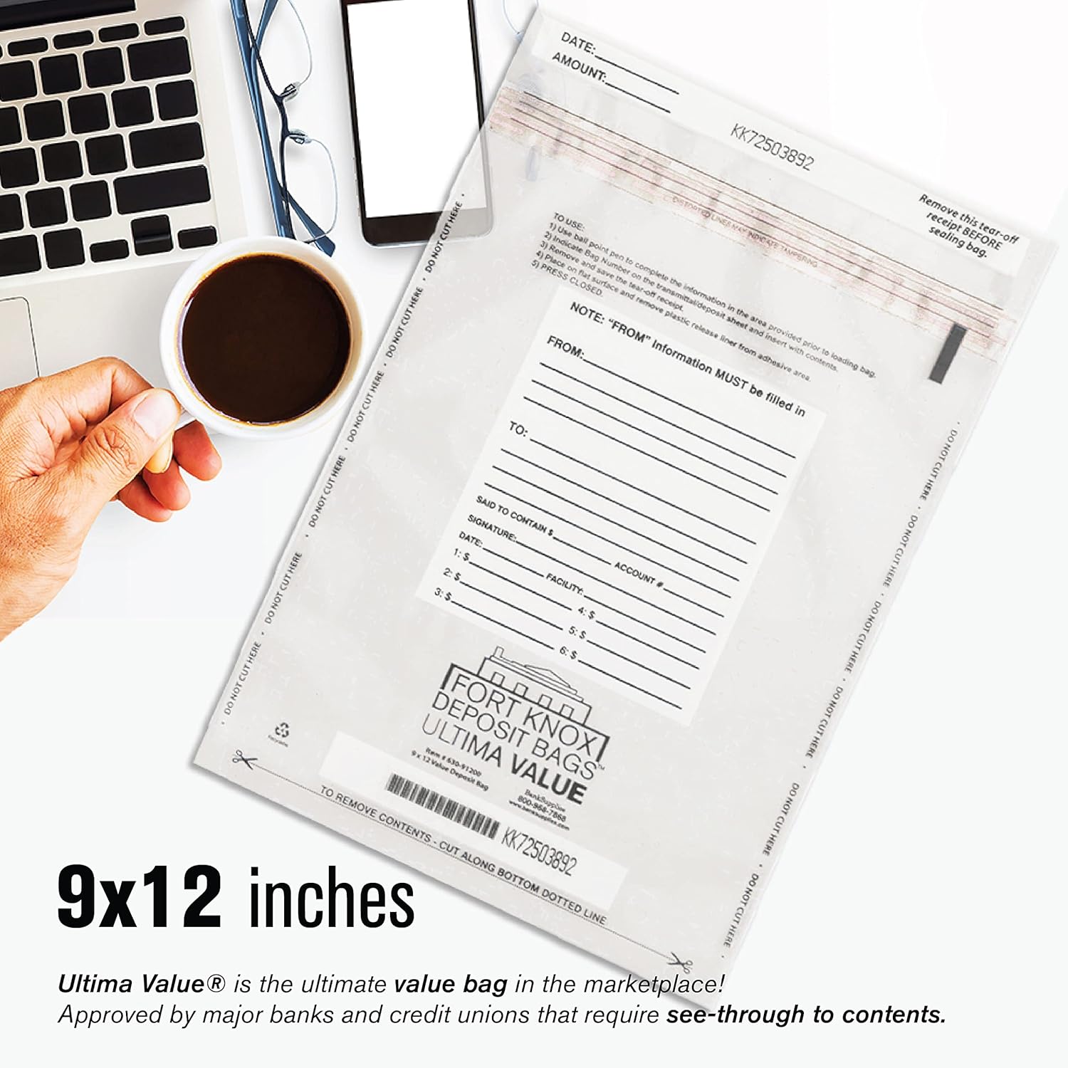Ultima Value Deposit Bag 9W x 12H Bank Deposit Bags for Cash Pack of 100 - Image 5