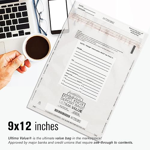 Miniatura 5 de Ultima Value Deposit Bag 9Wx12H - Bolsas de depósito bancario para efectivo - Paquete de 100