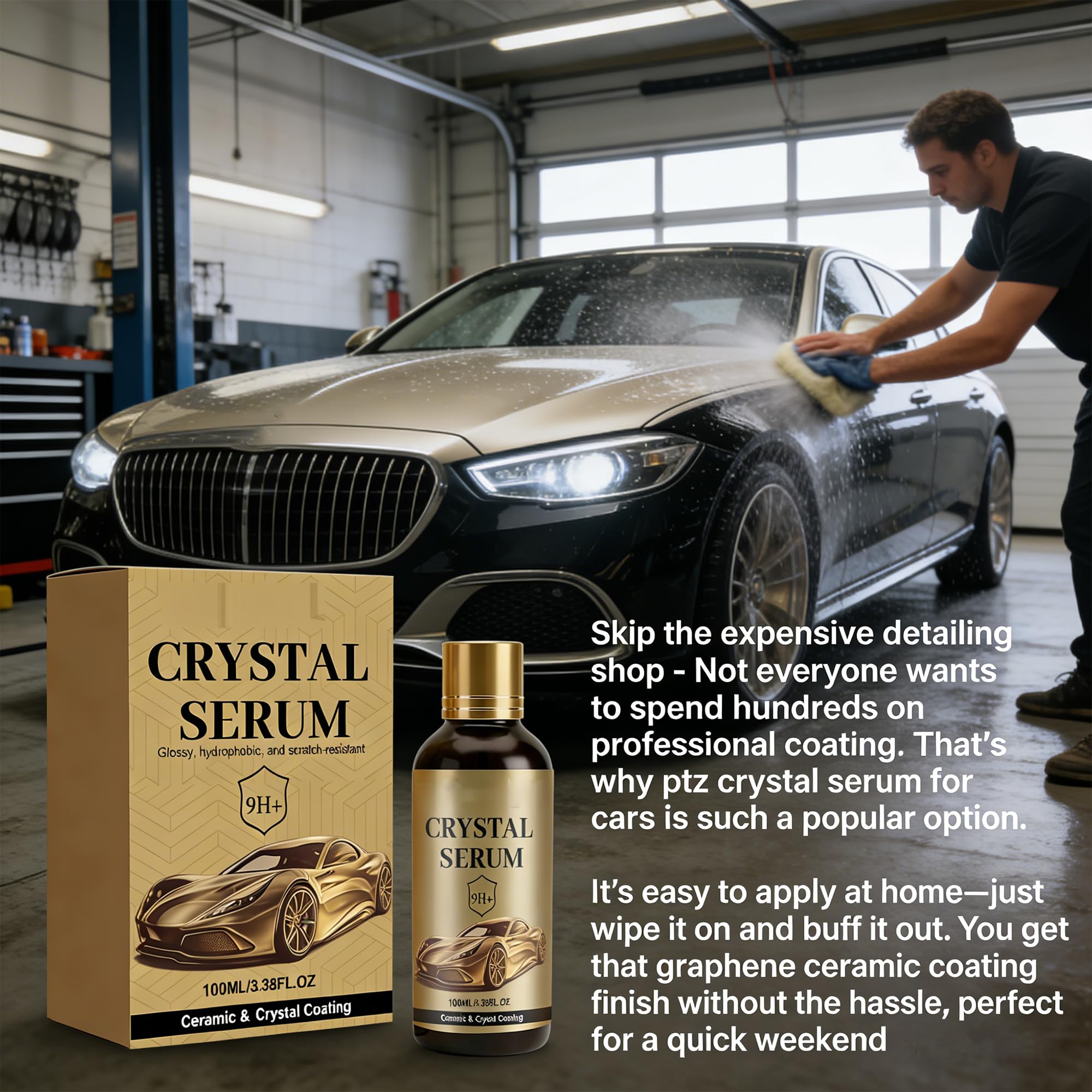 PTZ Crystal Serum for Cars – 9H Graphene Ceramic Coating for Car Paint Protection, High Gloss Hydrophobic DIY Coating (3PC)